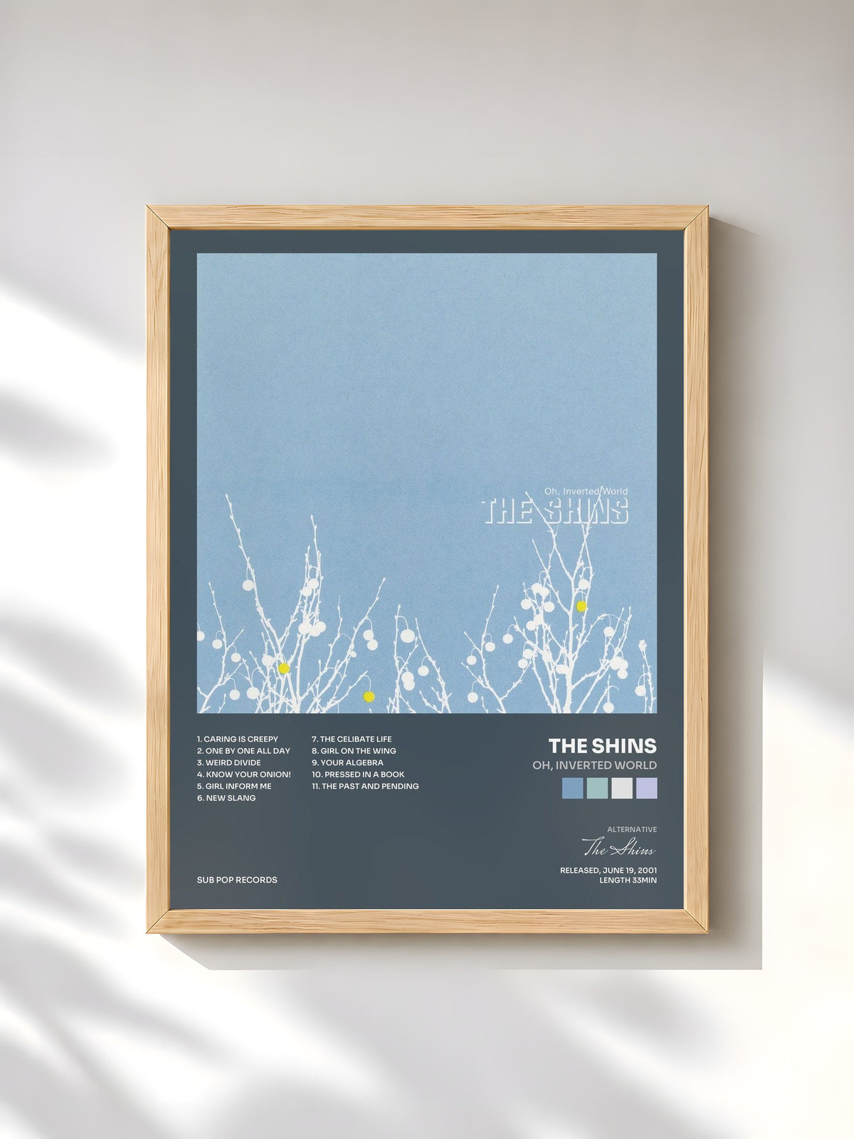 #bois Tableau de l'album Oh, Inverted World de The Shins, cadre en bois brut, imprimé et encadré en France