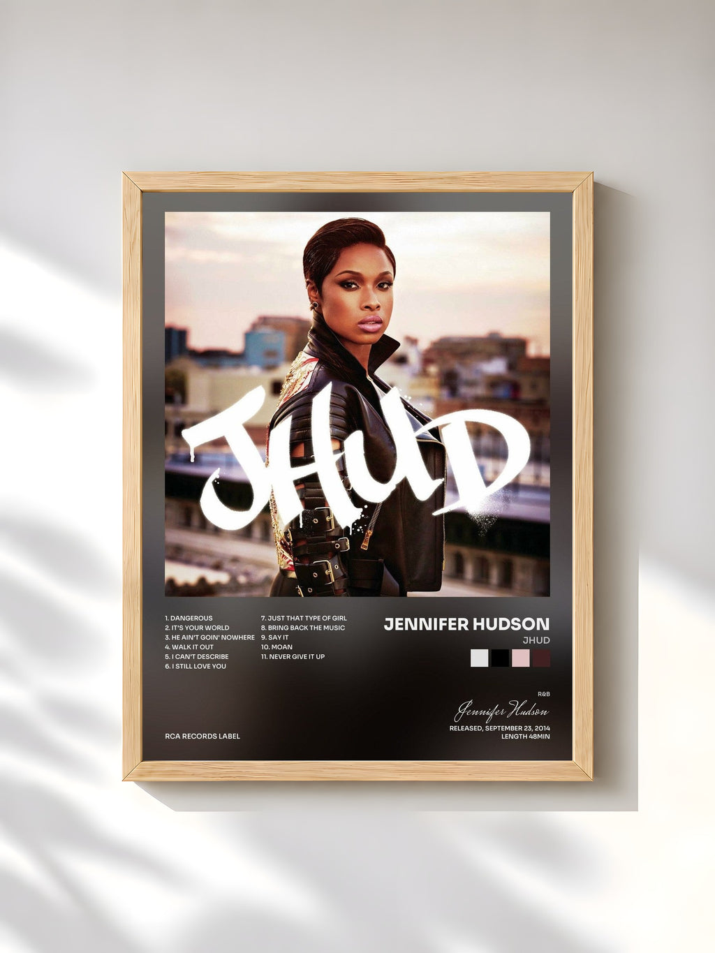 #bois Tableau de l'album JHUD de Jennifer Hudson, cadre en bois brut, imprimé et encadré en France