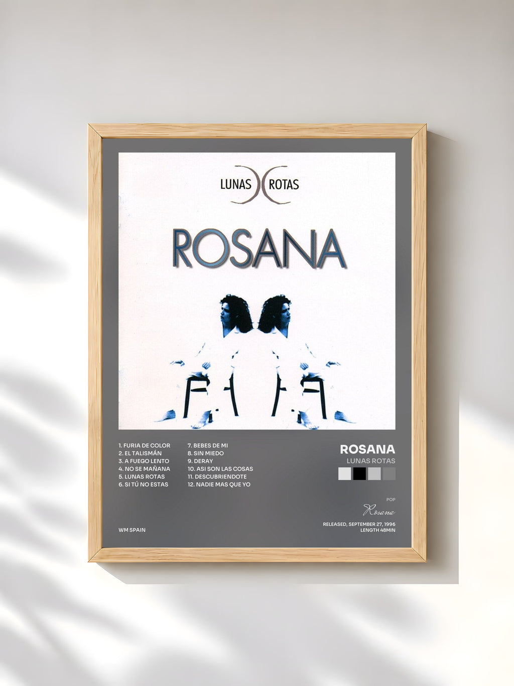 #bois Tableau de l'album Lunas Rotas de Rosana, cadre en bois brut, imprimé et encadré en France