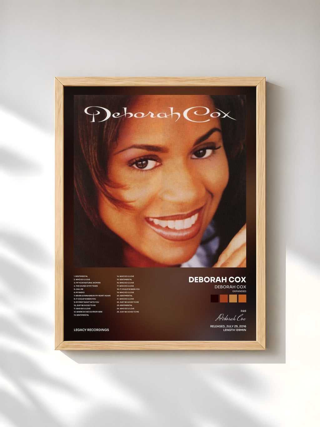 #bois Tableau de l'album Deborah Cox (Expanded) de Deborah Cox, cadre en bois brut, imprimé et encadré en France