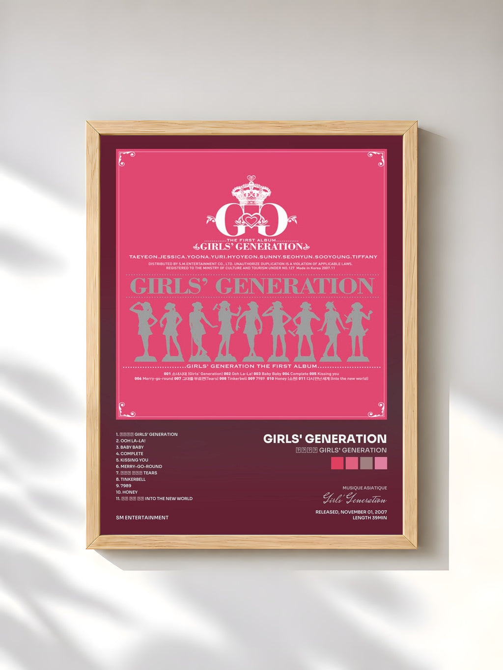 #bois Tableau de l'album 소녀시대 Girls' Generation de Girls' Generation, cadre en bois brut, imprimé et encadré en France