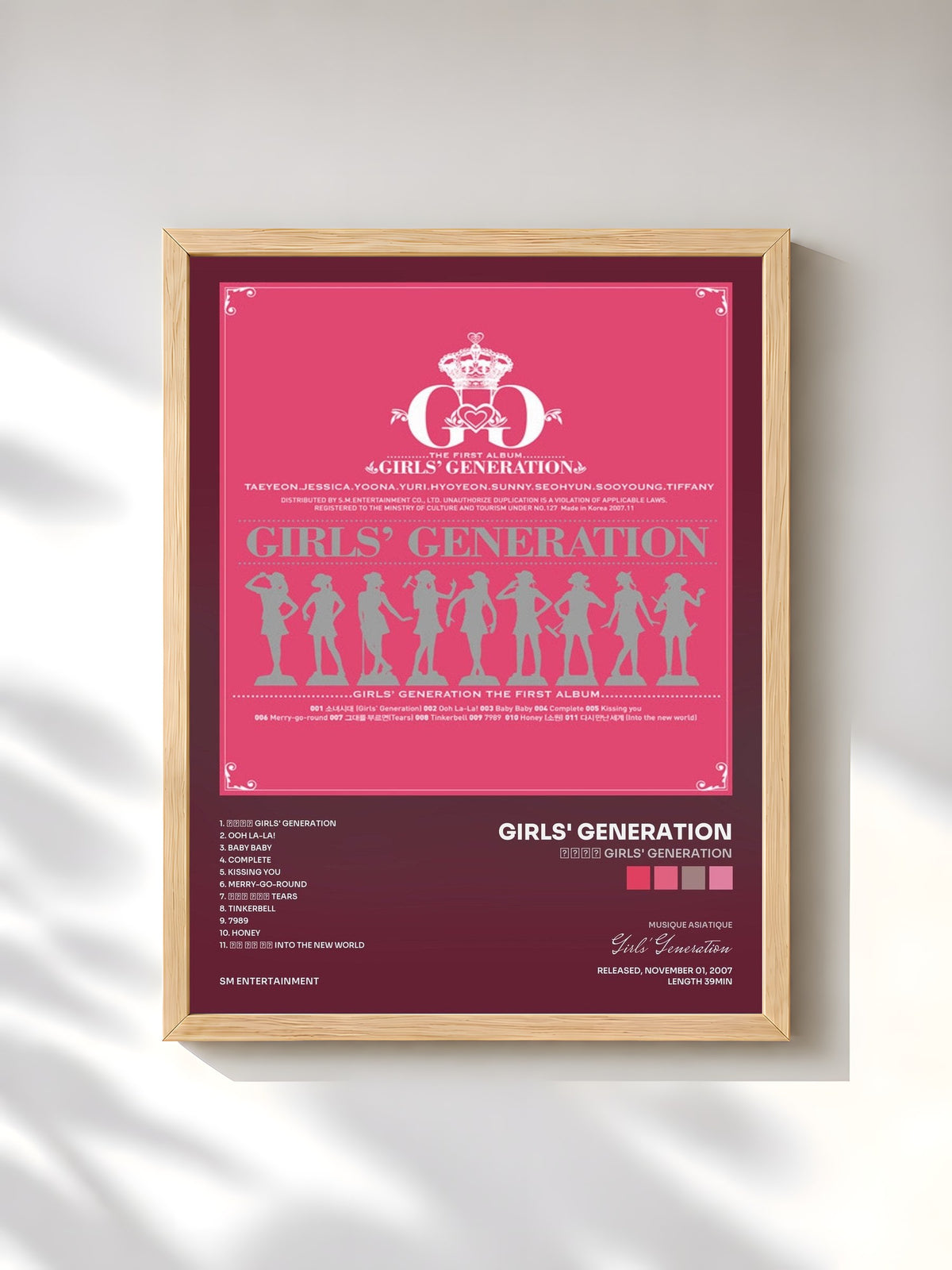#bois Tableau de l'album 소녀시대 Girls' Generation de Girls' Generation, cadre en bois brut, imprimé et encadré en France