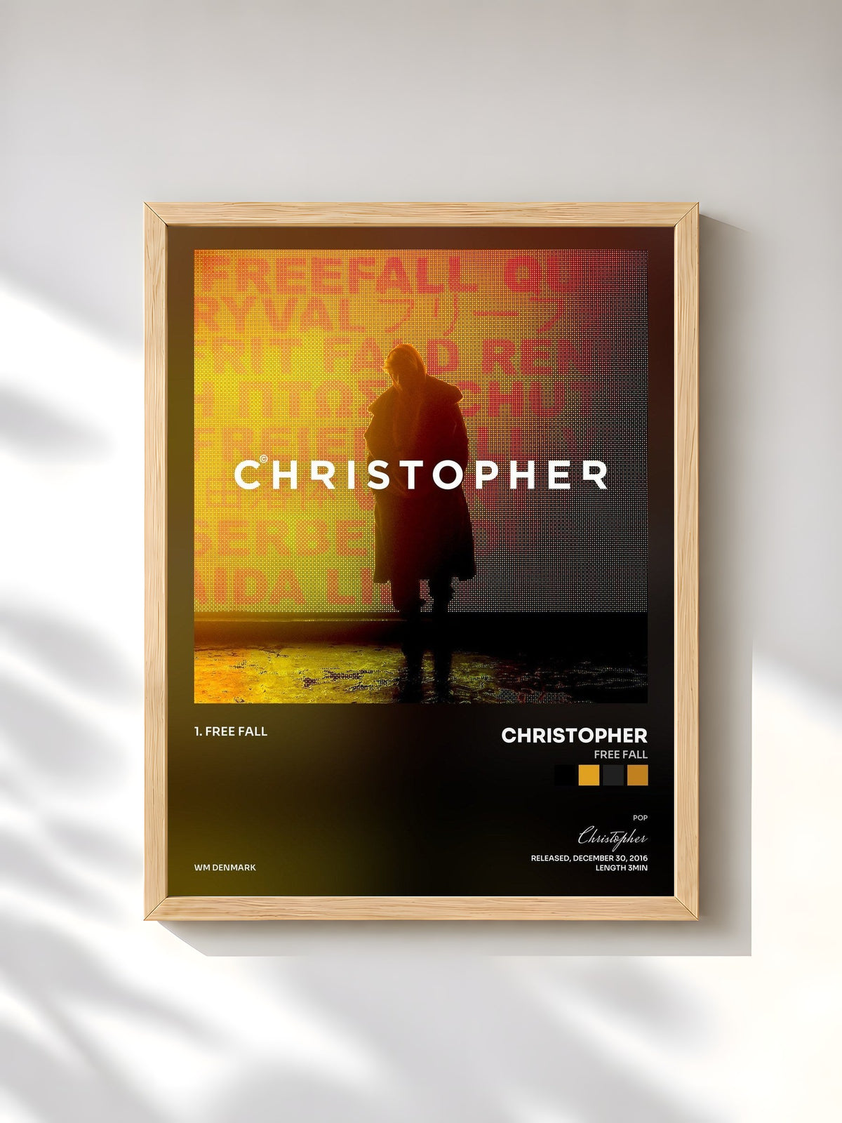 #bois Tableau de l'album Free Fall de Christopher, cadre en bois brut, imprimé et encadré en France
