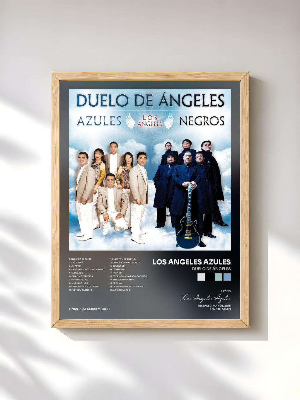 #bois Tableau de l'album Duelo De Ángeles de Los Angeles Azules, cadre en bois brut, imprimé et encadré en France