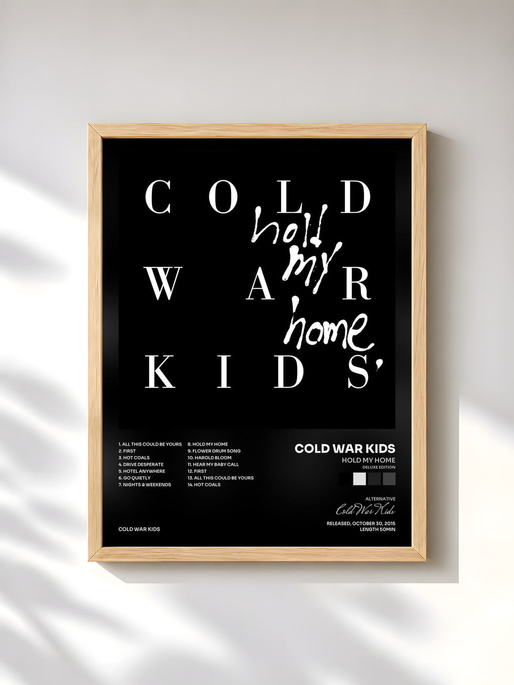 #bois Tableau de l'album Hold My Home (Deluxe Edition) de Cold War Kids, cadre en bois brut, imprimé et encadré en France