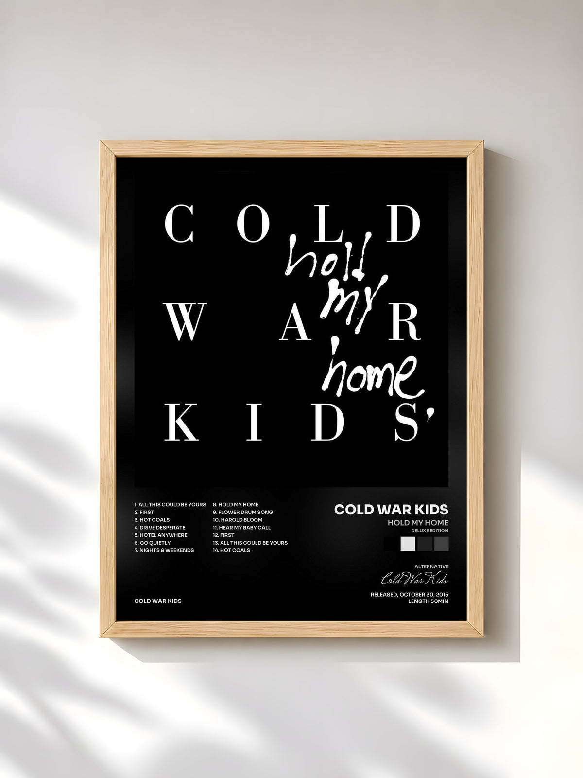 #bois Tableau de l'album Hold My Home (Deluxe Edition) de Cold War Kids, cadre en bois brut, imprimé et encadré en France