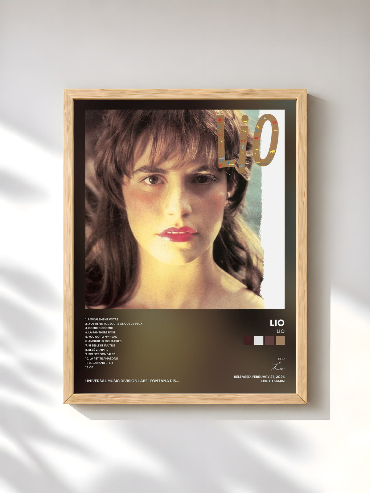 #bois Tableau de l'album Lio de Lio, cadre en bois brut, imprimé et encadré en France