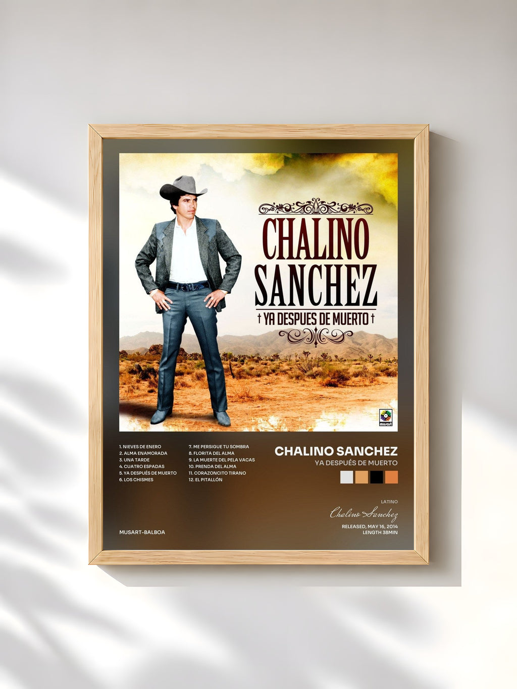 #bois Tableau de l'album Ya Después De Muerto de Chalino Sanchez, cadre en bois brut, imprimé et encadré en France