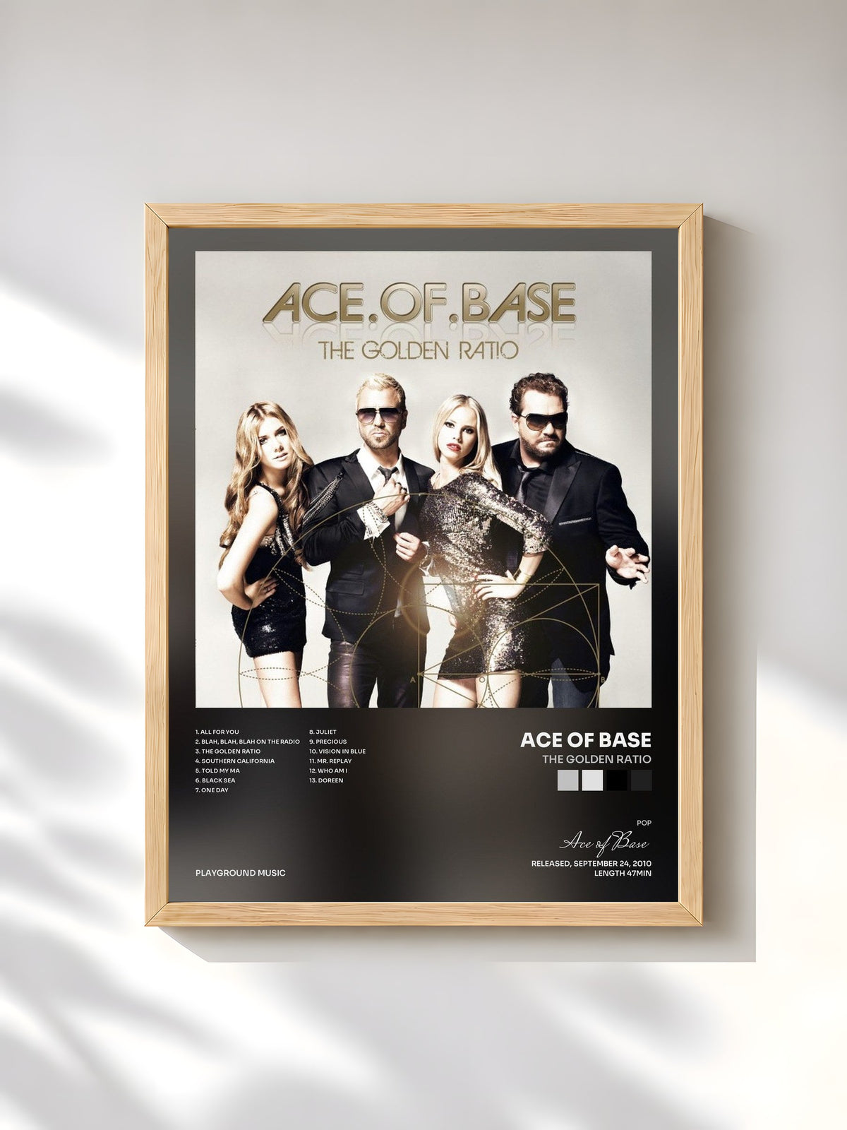 #bois Tableau de l'album The Golden Ratio de Ace of Base, cadre en bois brut, imprimé et encadré en France