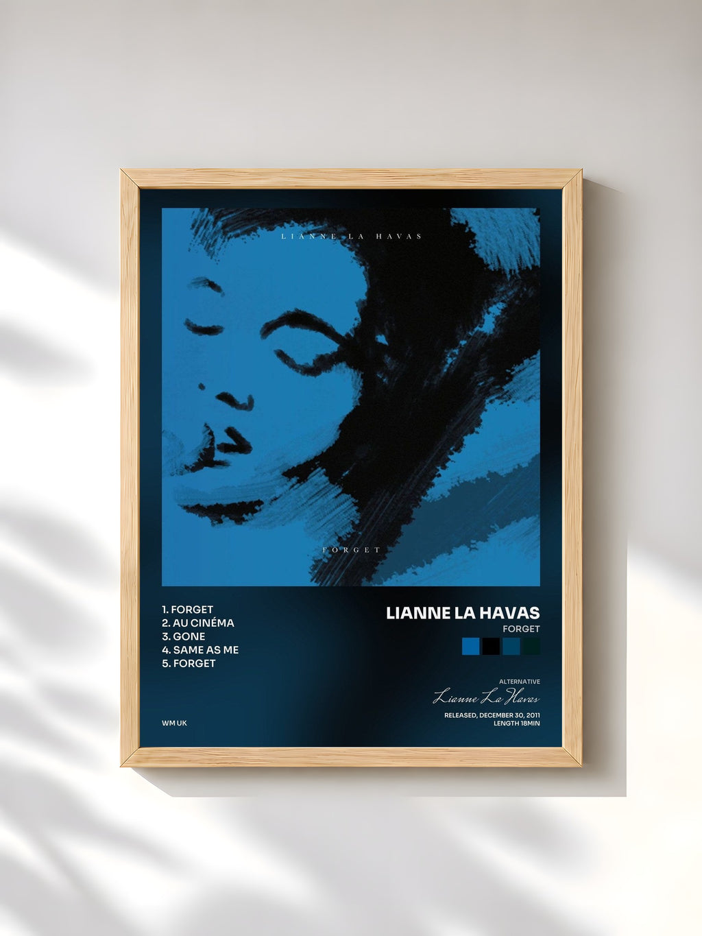 #bois Tableau de l'album Forget de Lianne La Havas, cadre en bois brut, imprimé et encadré en France