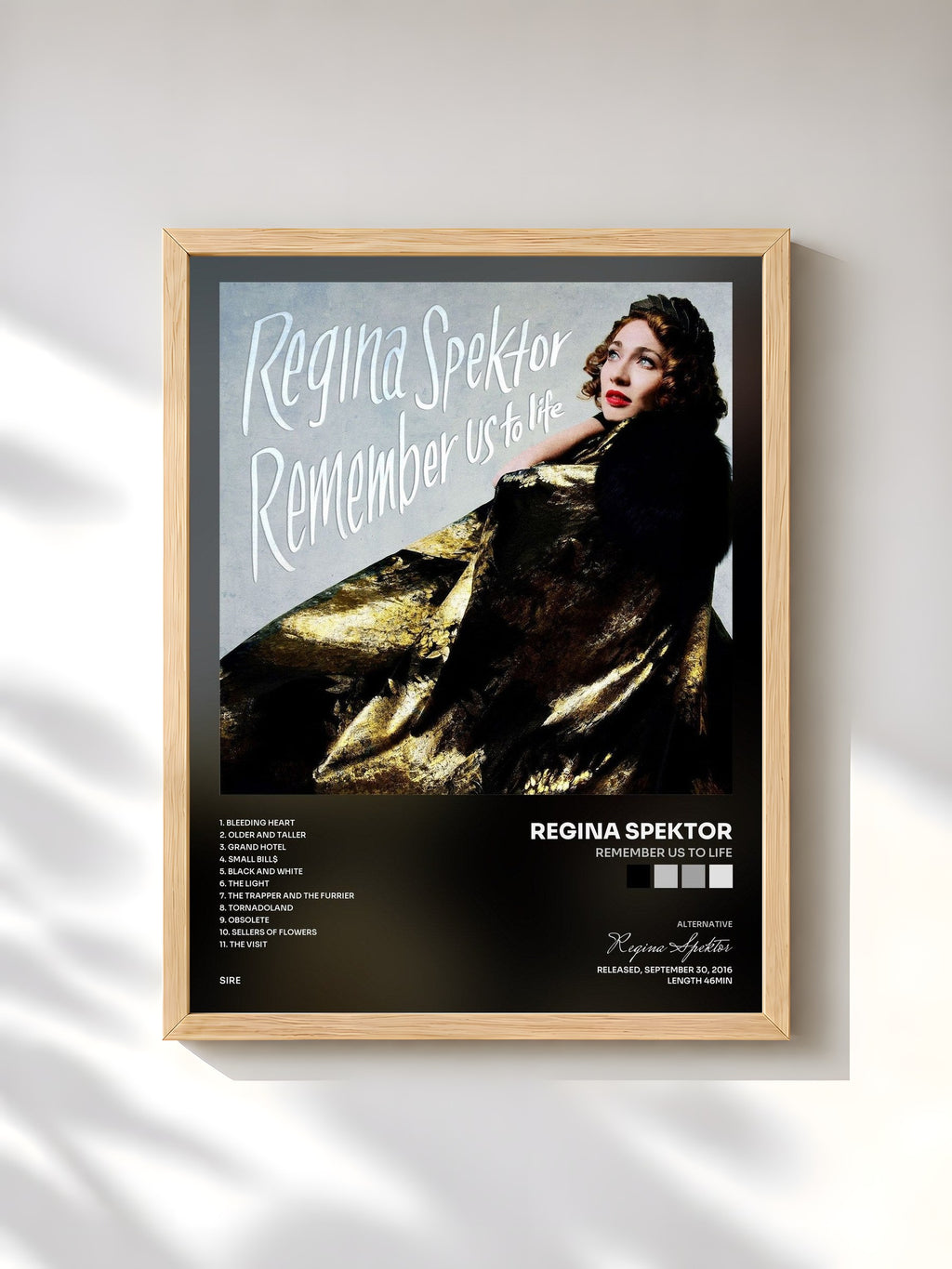 #bois Tableau de l'album Remember Us to Life de Regina Spektor, cadre en bois brut, imprimé et encadré en France