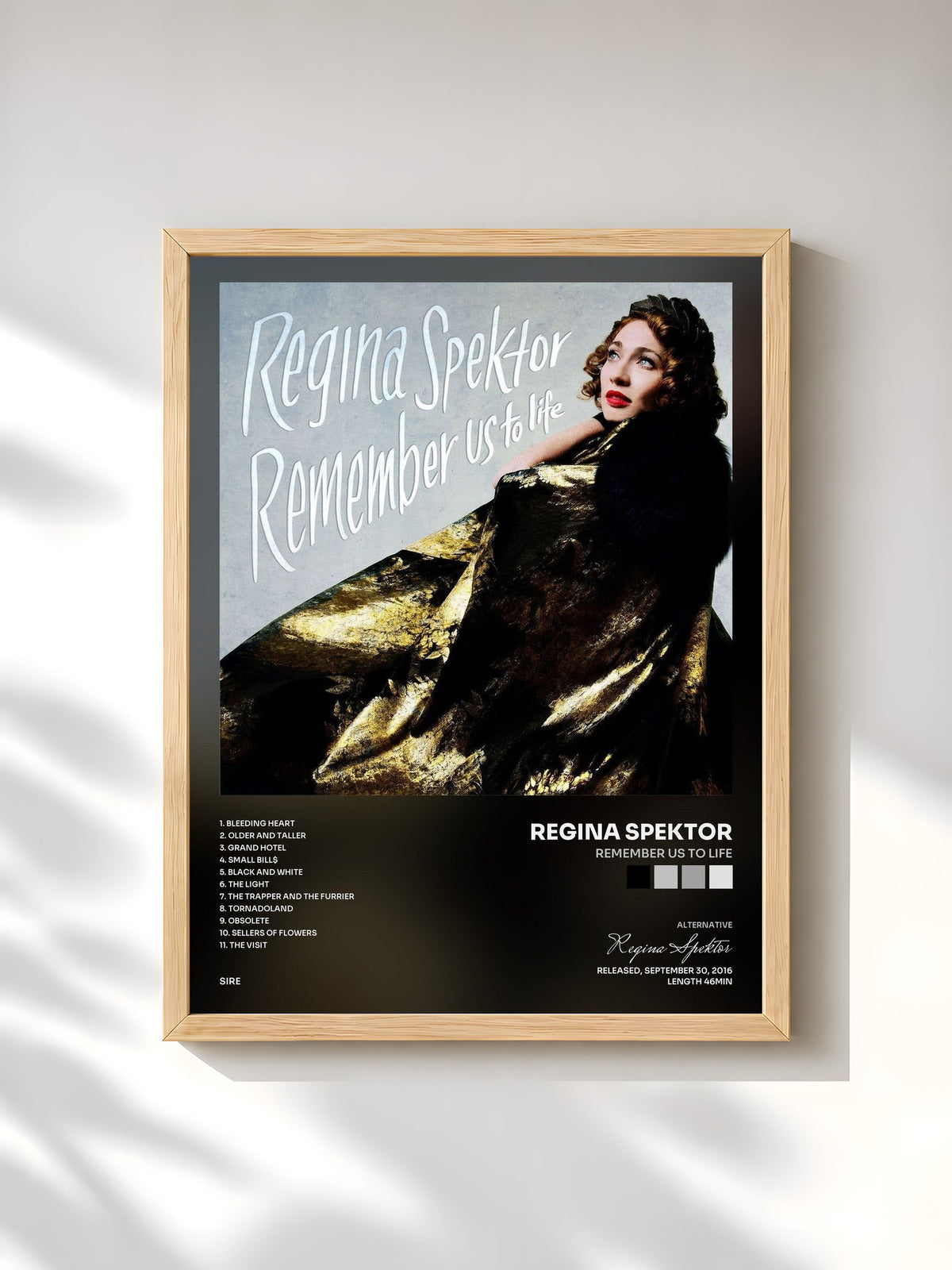 #bois Tableau de l'album Remember Us to Life de Regina Spektor, cadre en bois brut, imprimé et encadré en France