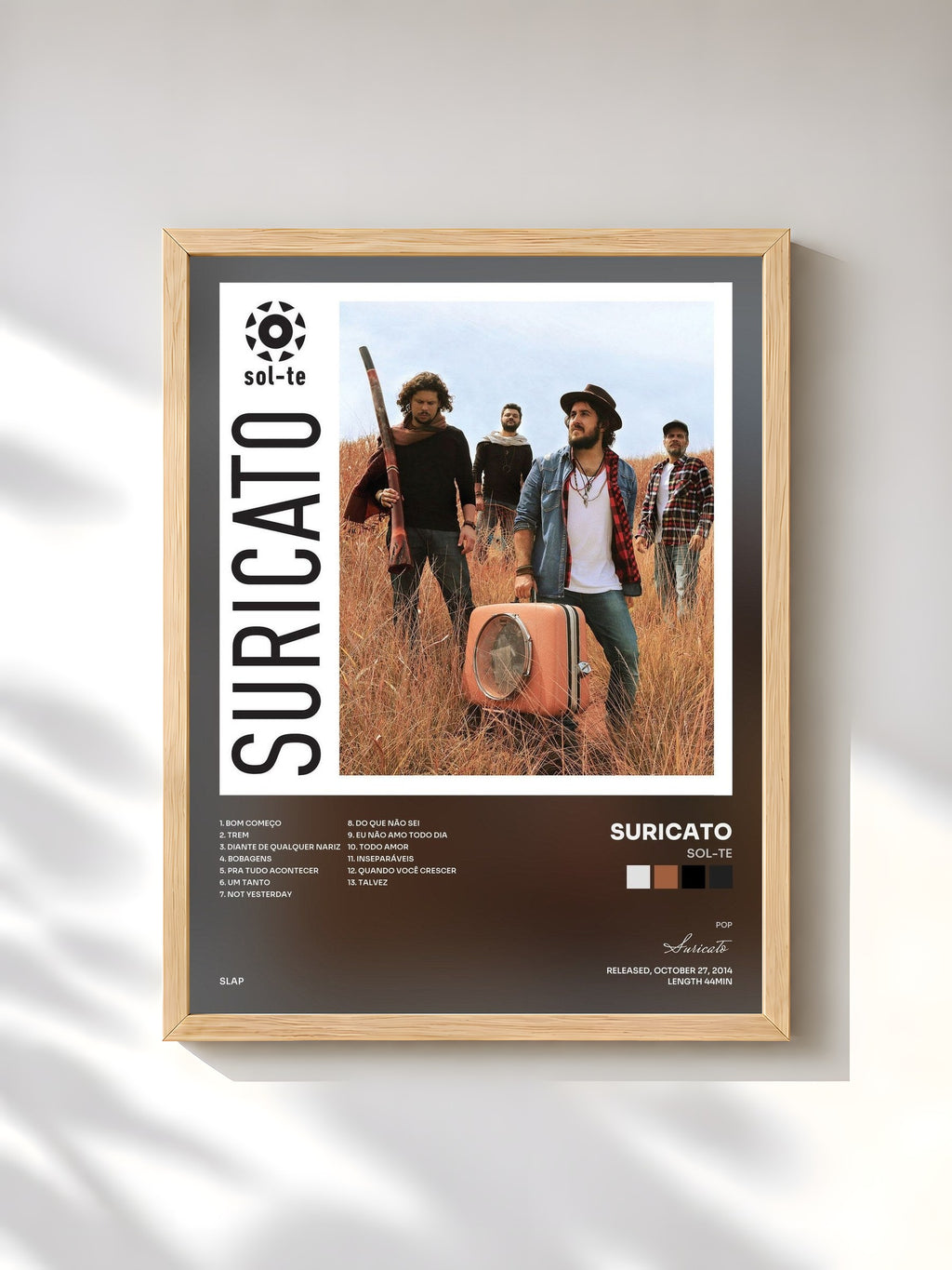 #bois Tableau de l'album Sol-Te de Suricato, cadre en bois brut, imprimé et encadré en France