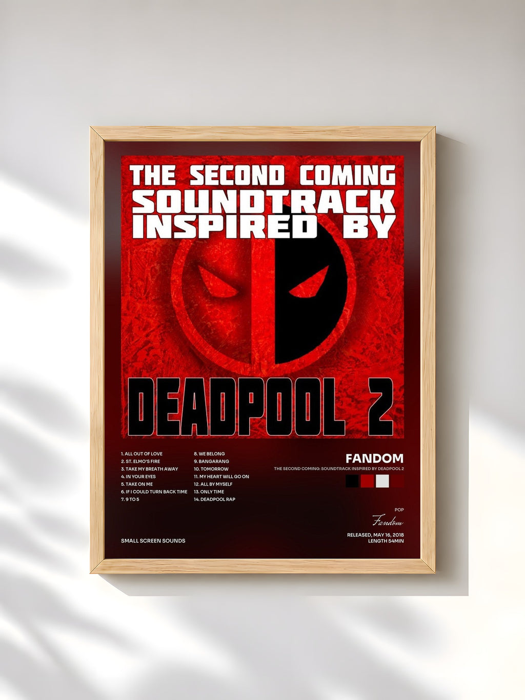 #bois Tableau de l'album The Second Coming: Soundtrack Inspired by Deadpool 2 de Fandom, cadre en bois brut, imprimé et encadré en France