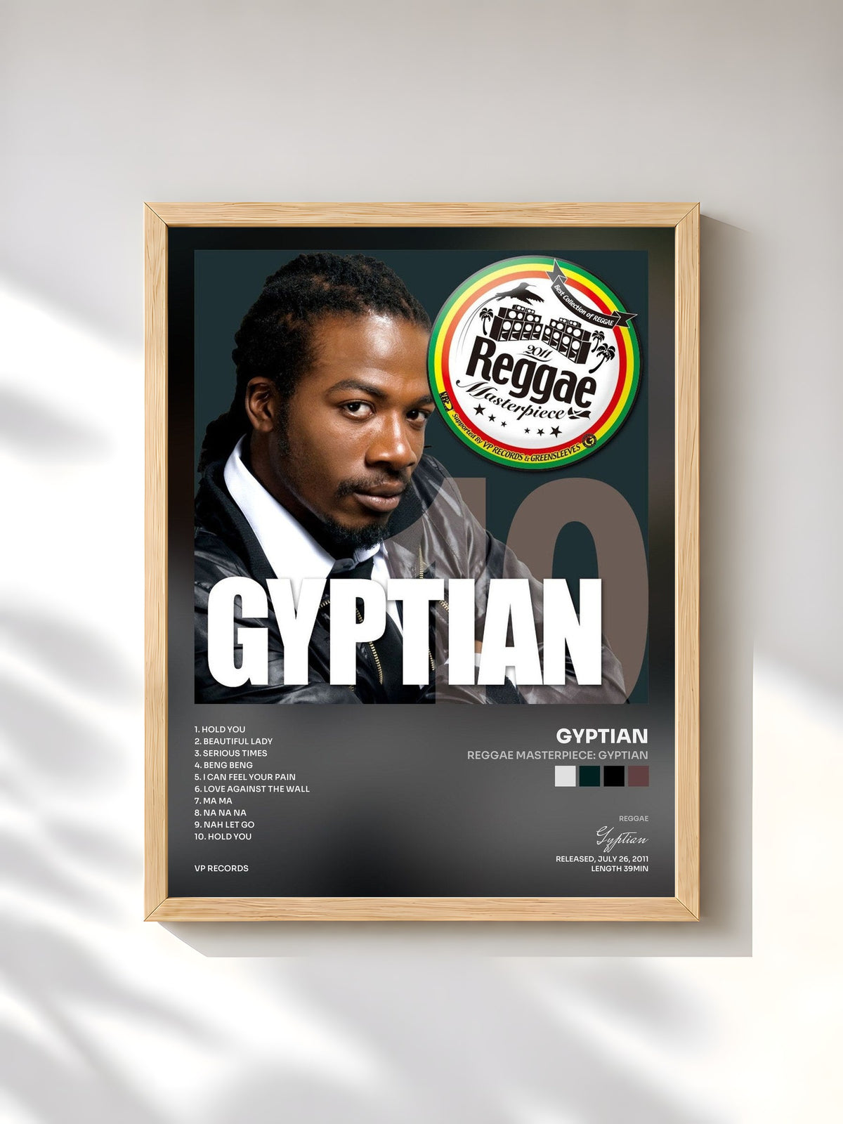 #bois Tableau de l'album Reggae Masterpiece: Gyptian de Gyptian, cadre en bois brut, imprimé et encadré en France