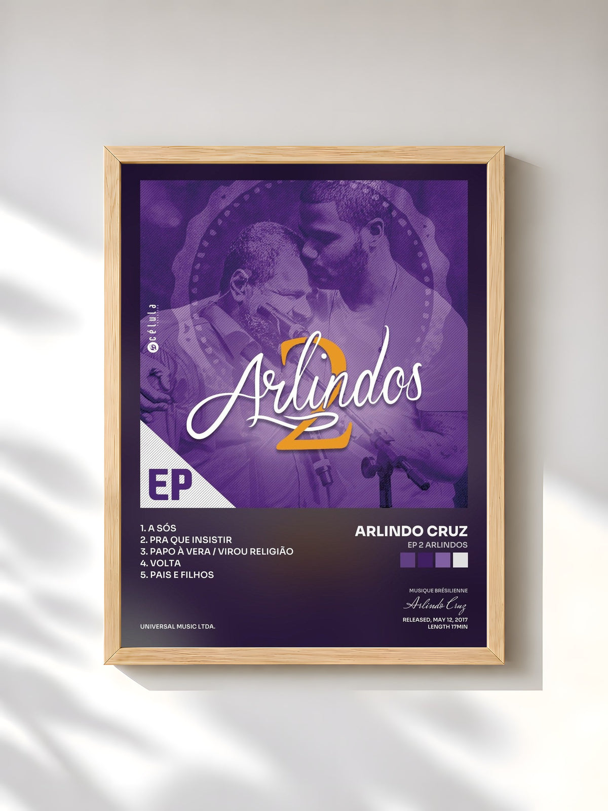 #bois Tableau de l'album EP 2 Arlindos de Arlindo Cruz, cadre en bois brut, imprimé et encadré en France