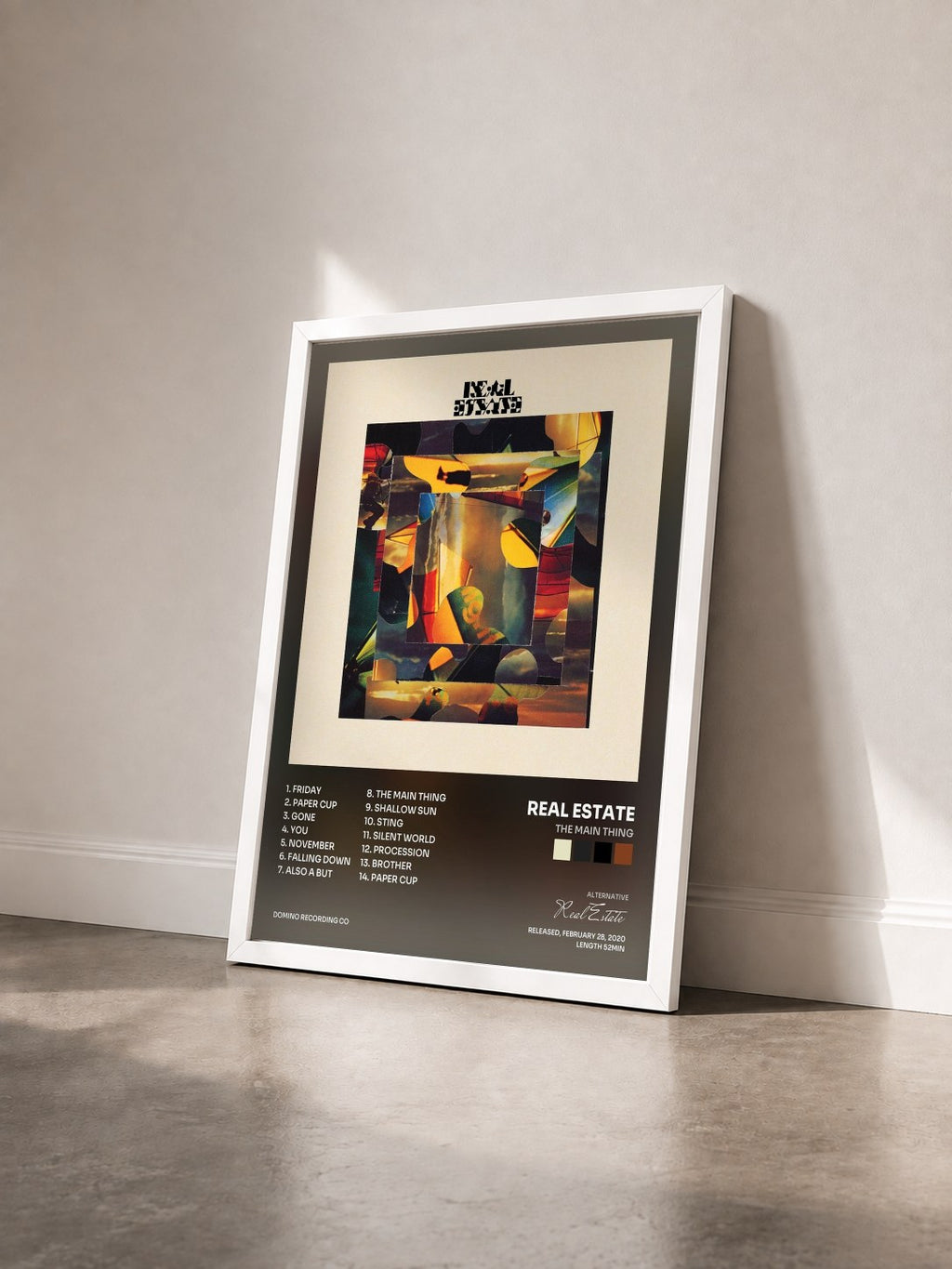 #blanc Tableau de l'album The Main Thing de Real Estate vu de trois quarts, cadre blanc