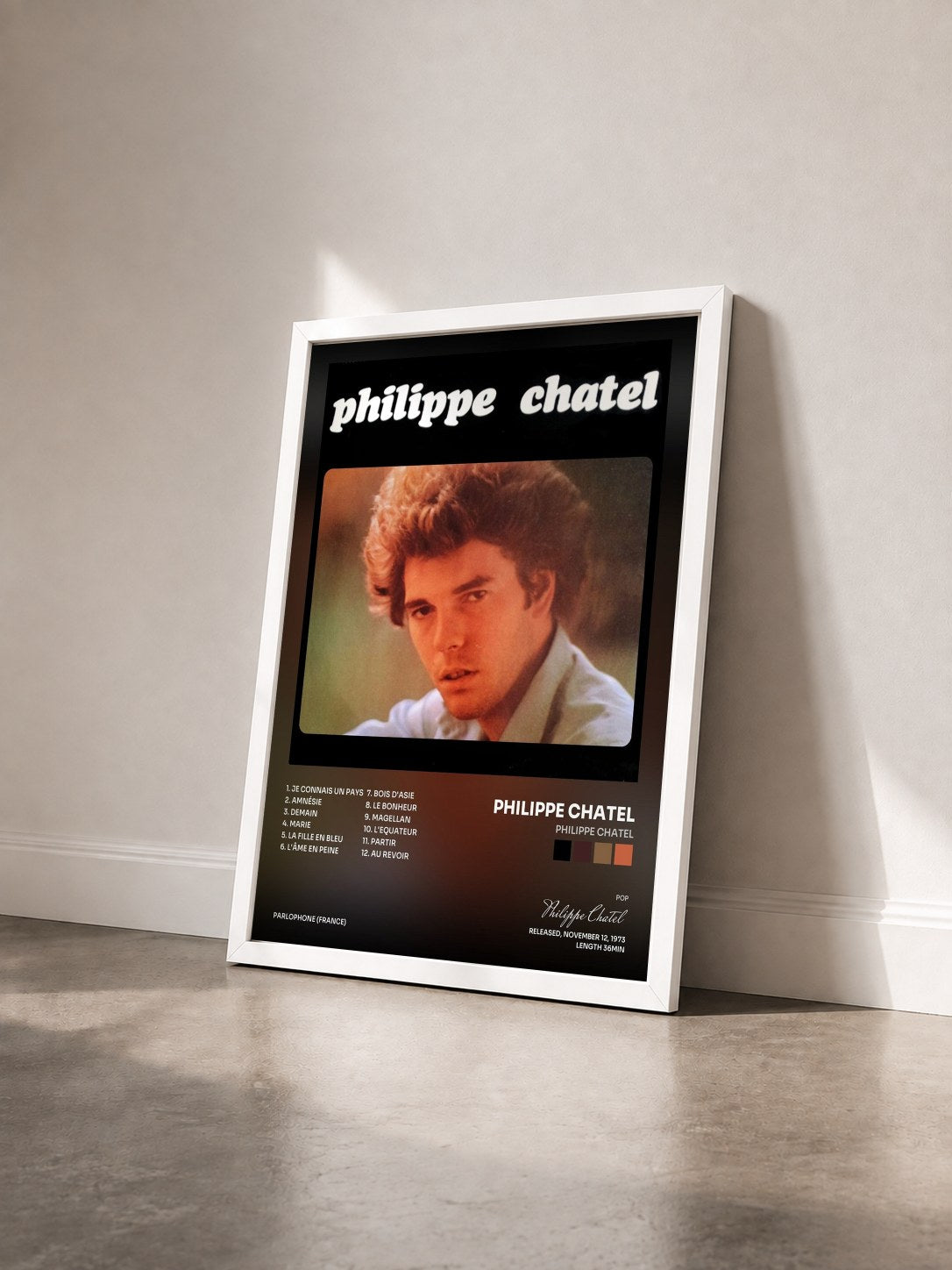 #blanc Tableau de l'album Philippe Chatel de Philippe Chatel vu de trois quarts, cadre blanc