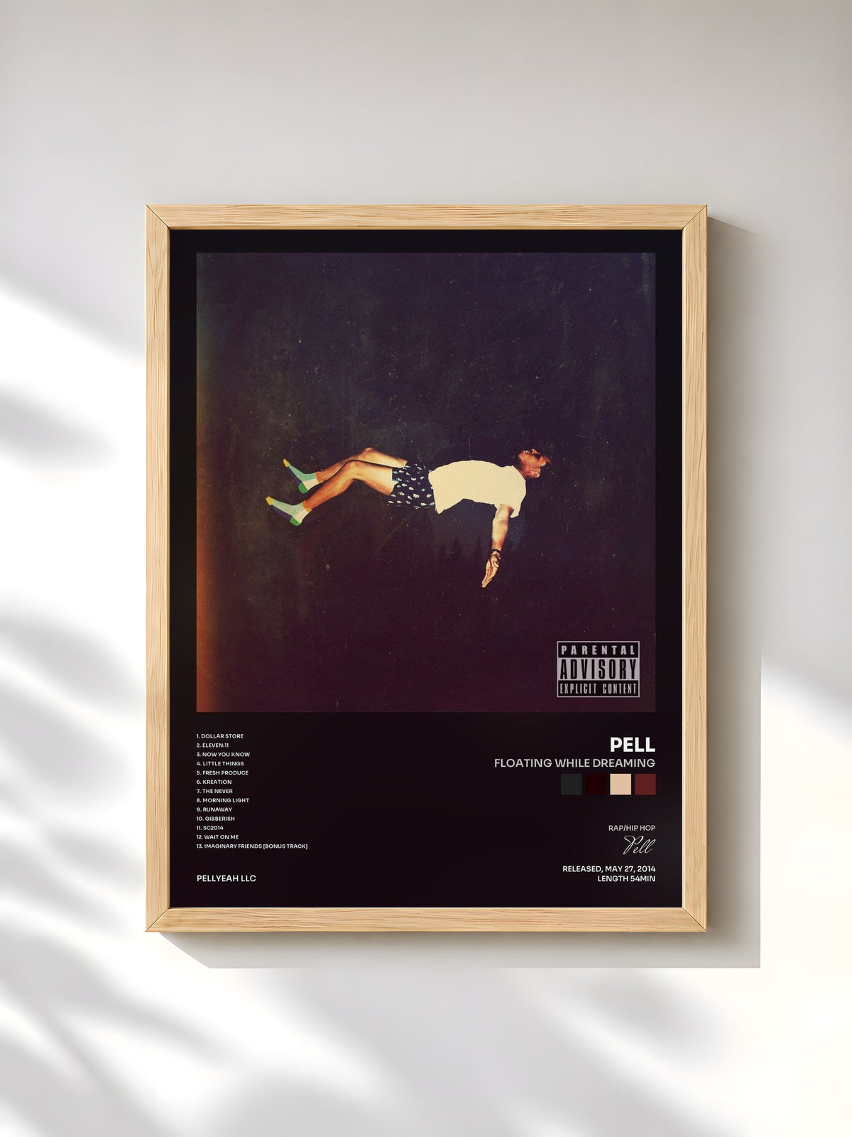 #bois Tableau de l'album Floating While Dreaming de Pell, cadre en bois brut, imprimé et encadré en France