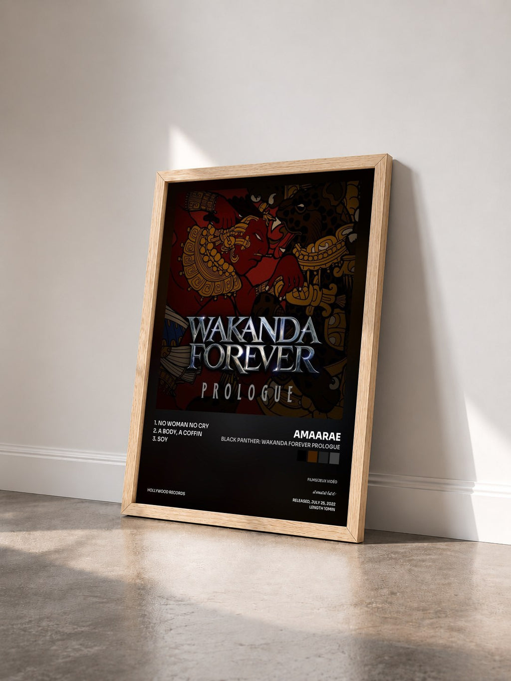 #bois Tableau de l'album Black Panther: Wakanda Forever Prologue de amaarae vu de trois quarts, cadre en bois brut