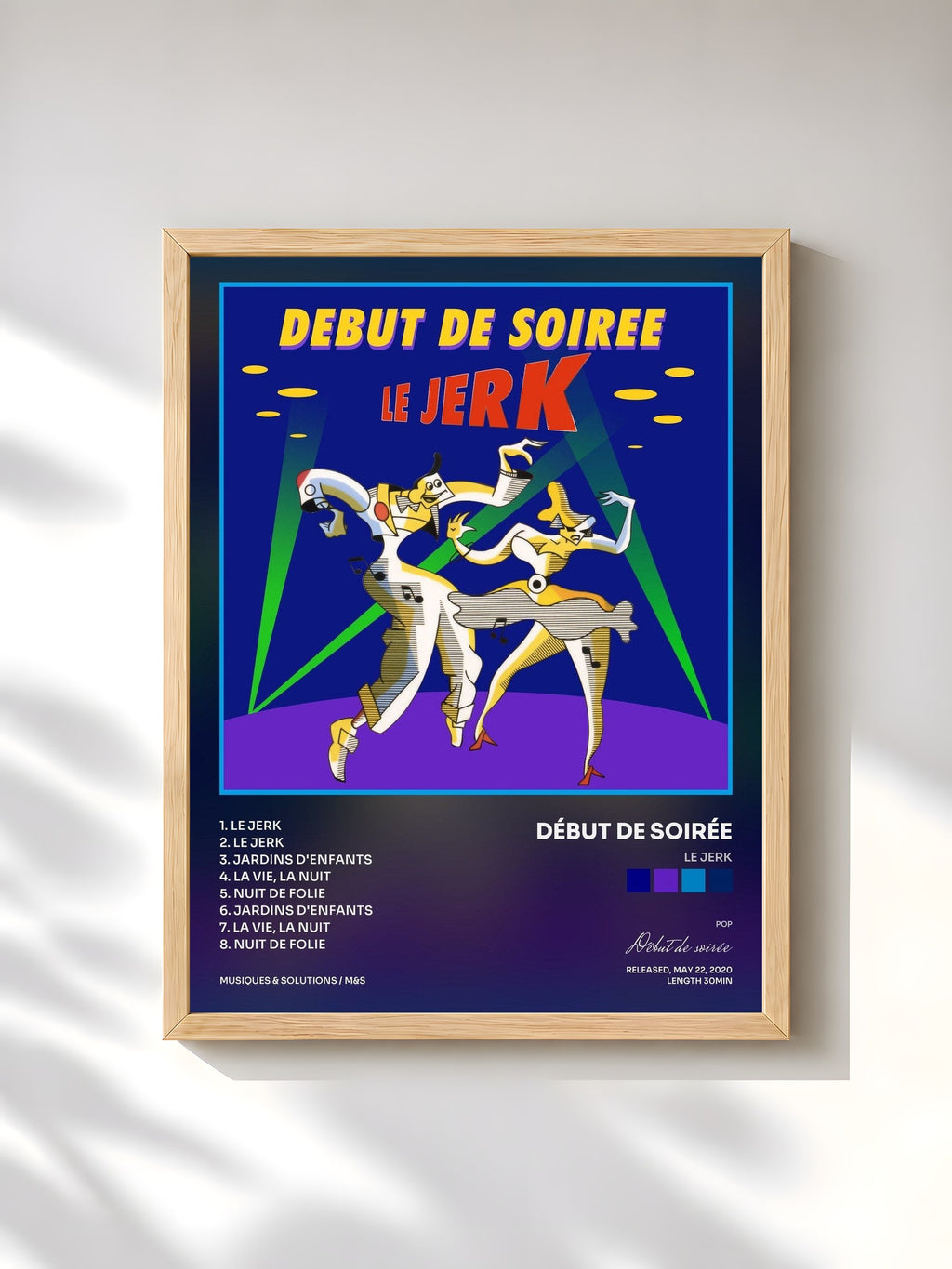 #bois Tableau de l'album Le jerk de Début de soirée, cadre en bois brut, imprimé et encadré en France