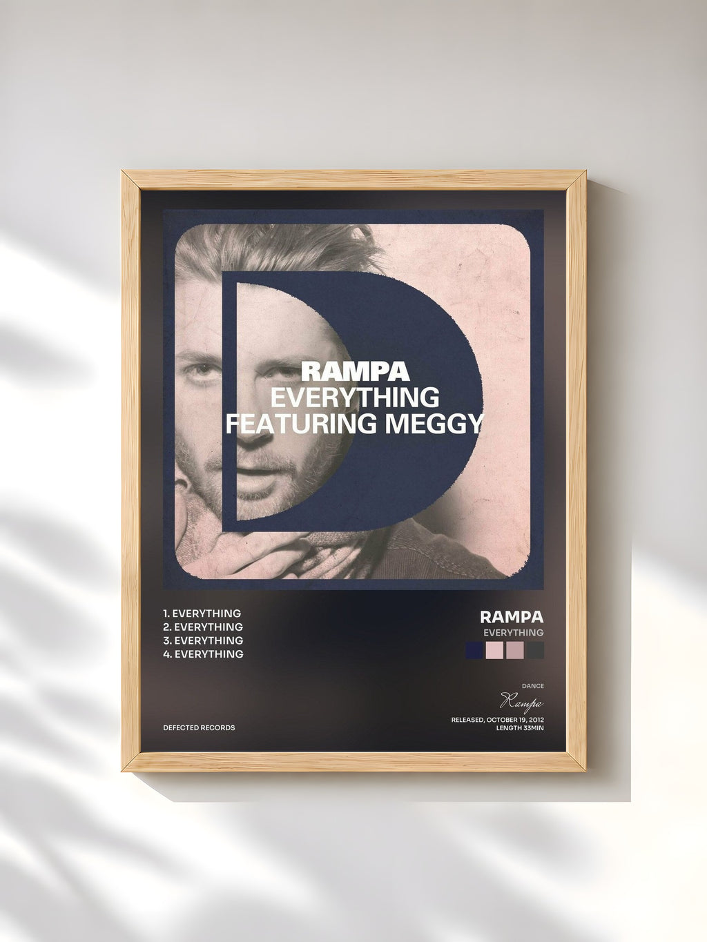 #bois Tableau de l'album Everything de Rampa, cadre en bois brut, imprimé et encadré en France