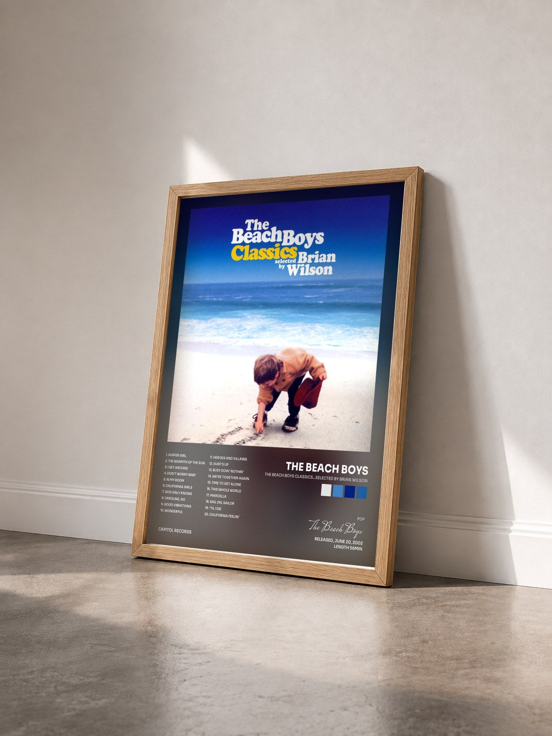#bois Tableau de l'album The Beach Boys Classics...Selected By Brian Wilson de The Beach Boys vu de trois quarts, cadre en bois brut