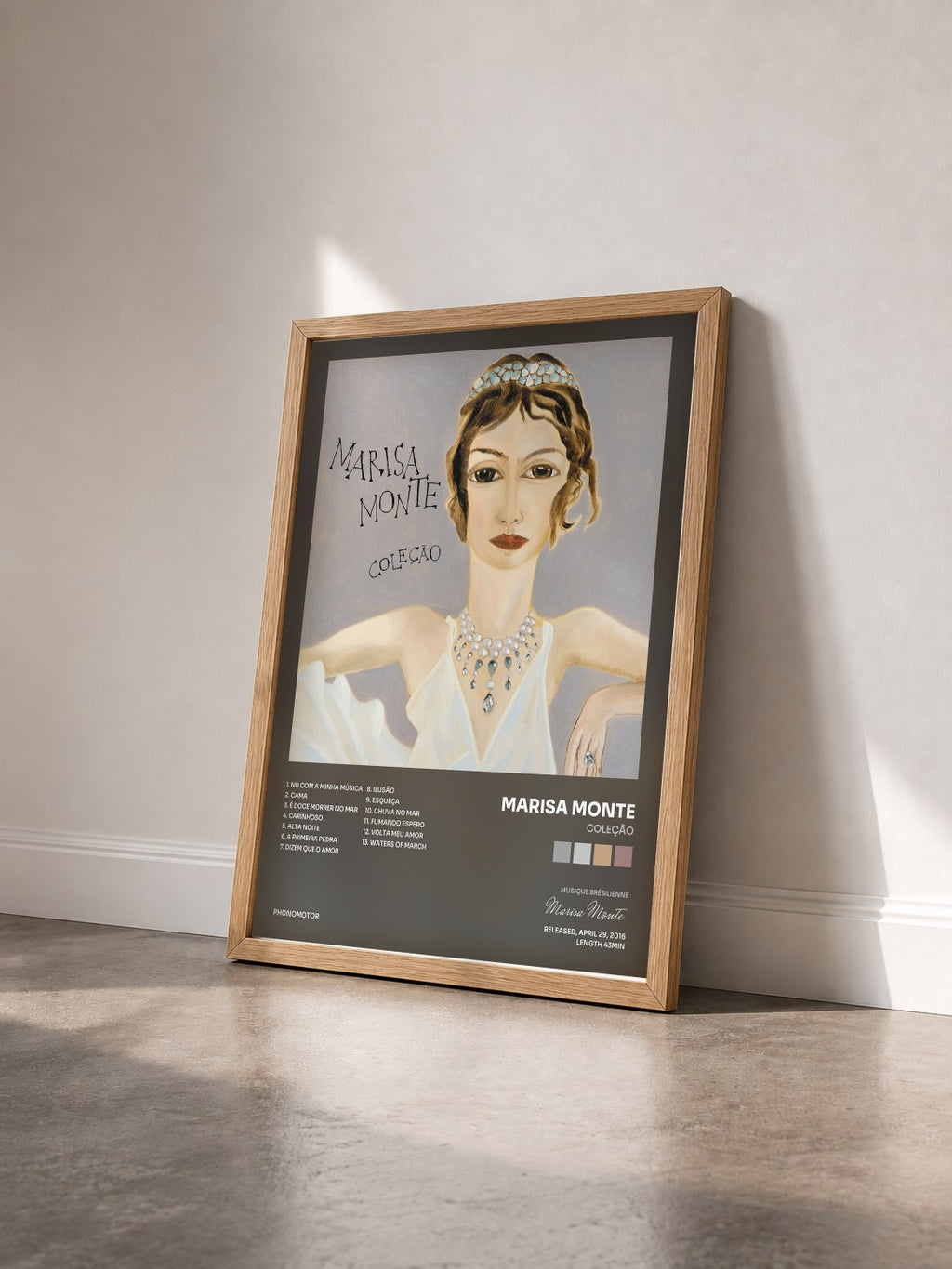 #bois Tableau de l'album Coleção de Marisa Monte vu de trois quarts, cadre en bois brut