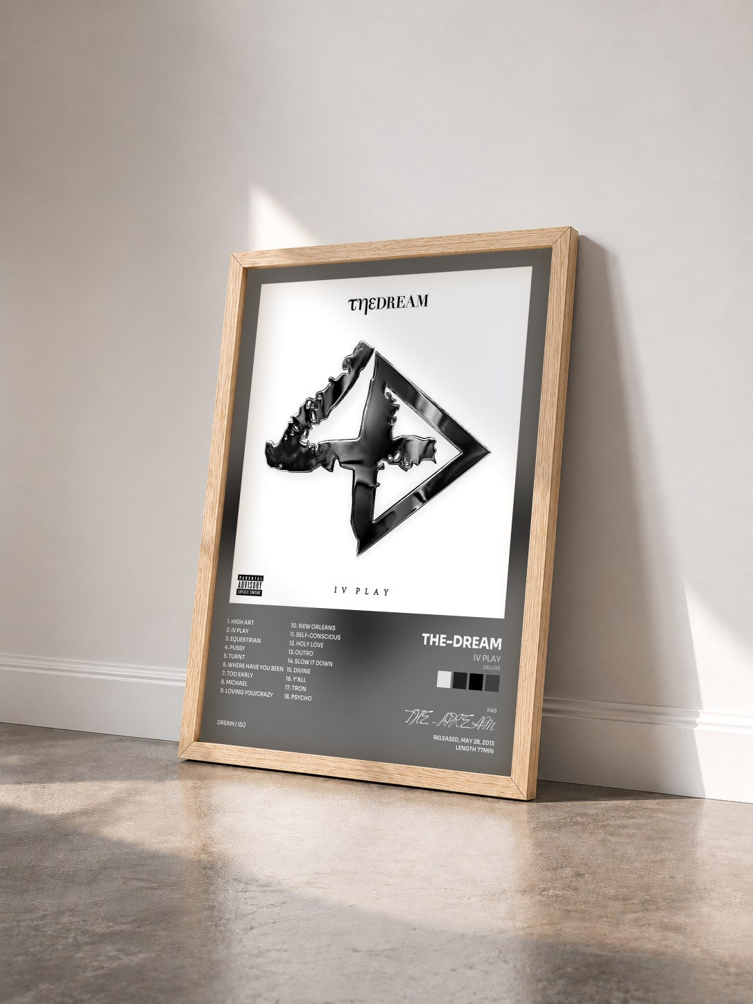 #bois Tableau de l'album IV Play (Deluxe) de THE-DREAM vu de trois quarts, cadre en bois brut