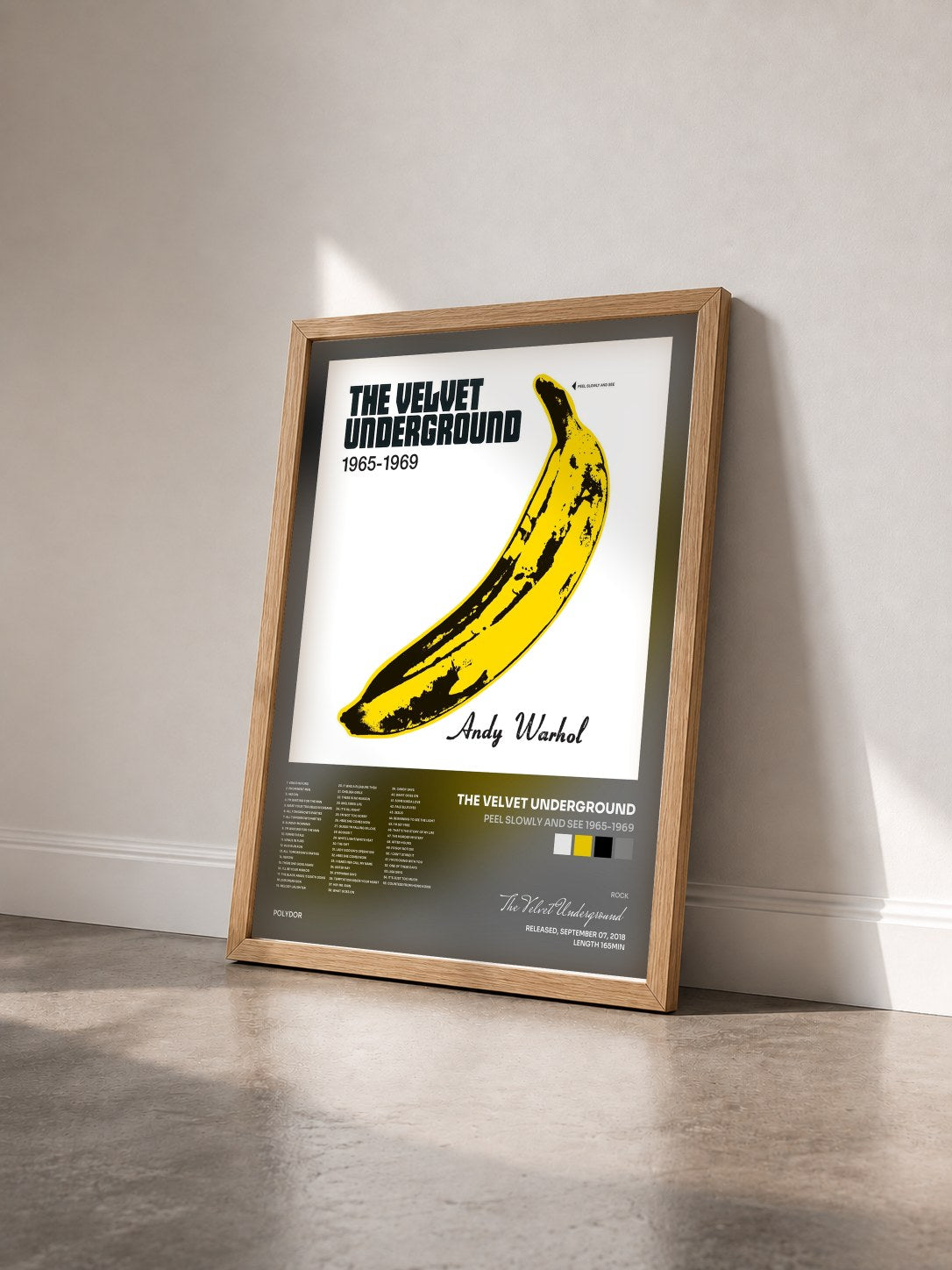 #bois Tableau de l'album Peel Slowly And See 1965-1969 de The Velvet Underground vu de trois quarts, cadre en bois brut