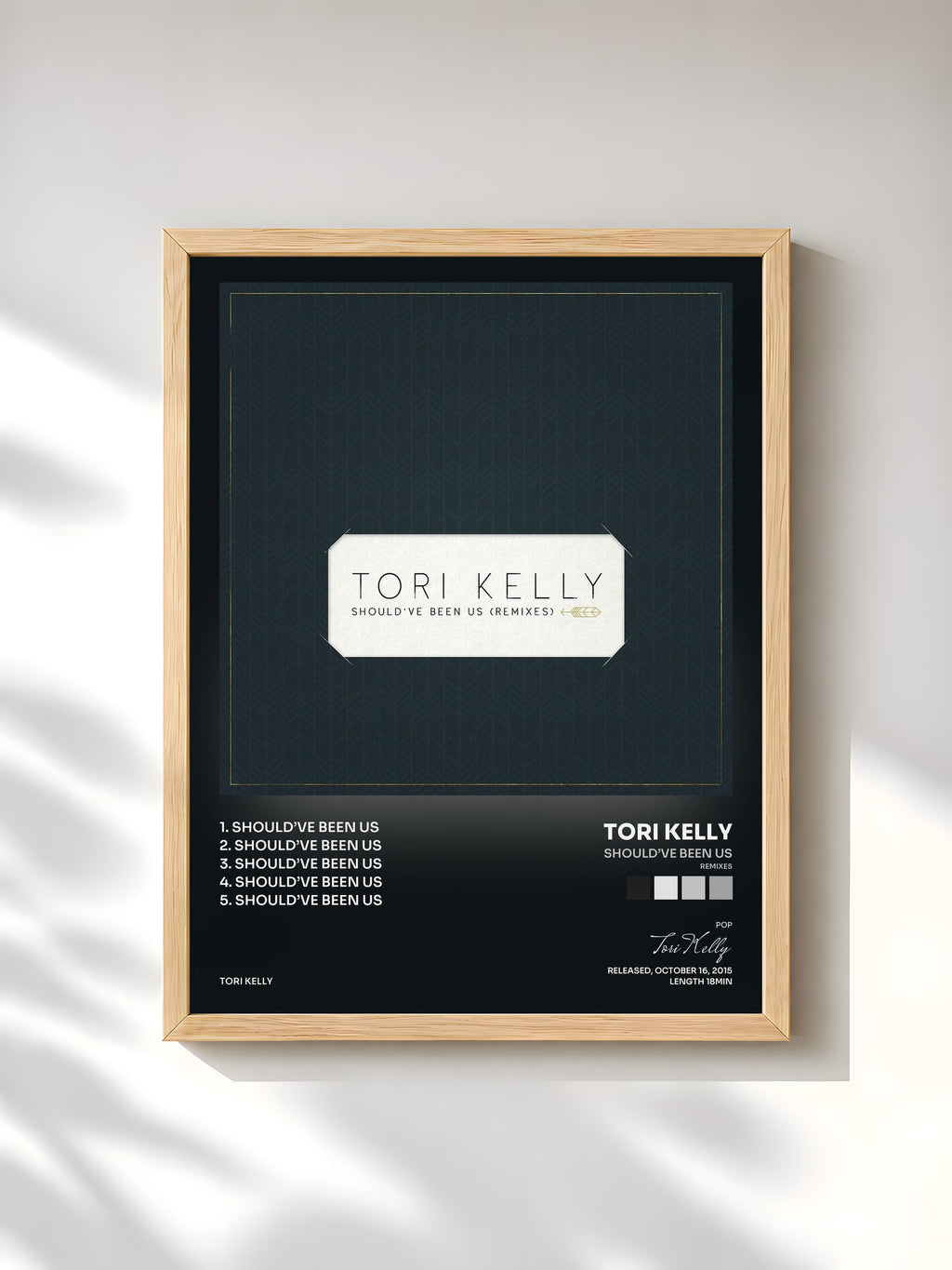 #bois Tableau de l'album Should’ve Been Us (Remixes) de Tori Kelly, cadre en bois brut, imprimé et encadré en France