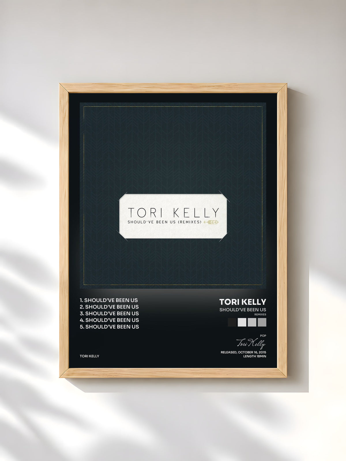 #bois Tableau de l'album Should’ve Been Us (Remixes) de Tori Kelly, cadre en bois brut, imprimé et encadré en France