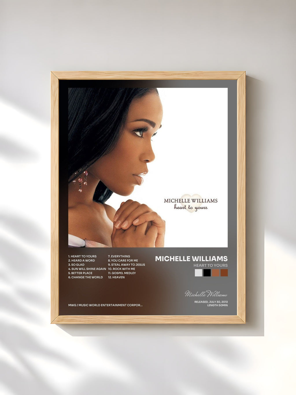 #bois Tableau de l'album Heart to Yours de Michelle Williams, cadre en bois brut, imprimé et encadré en France