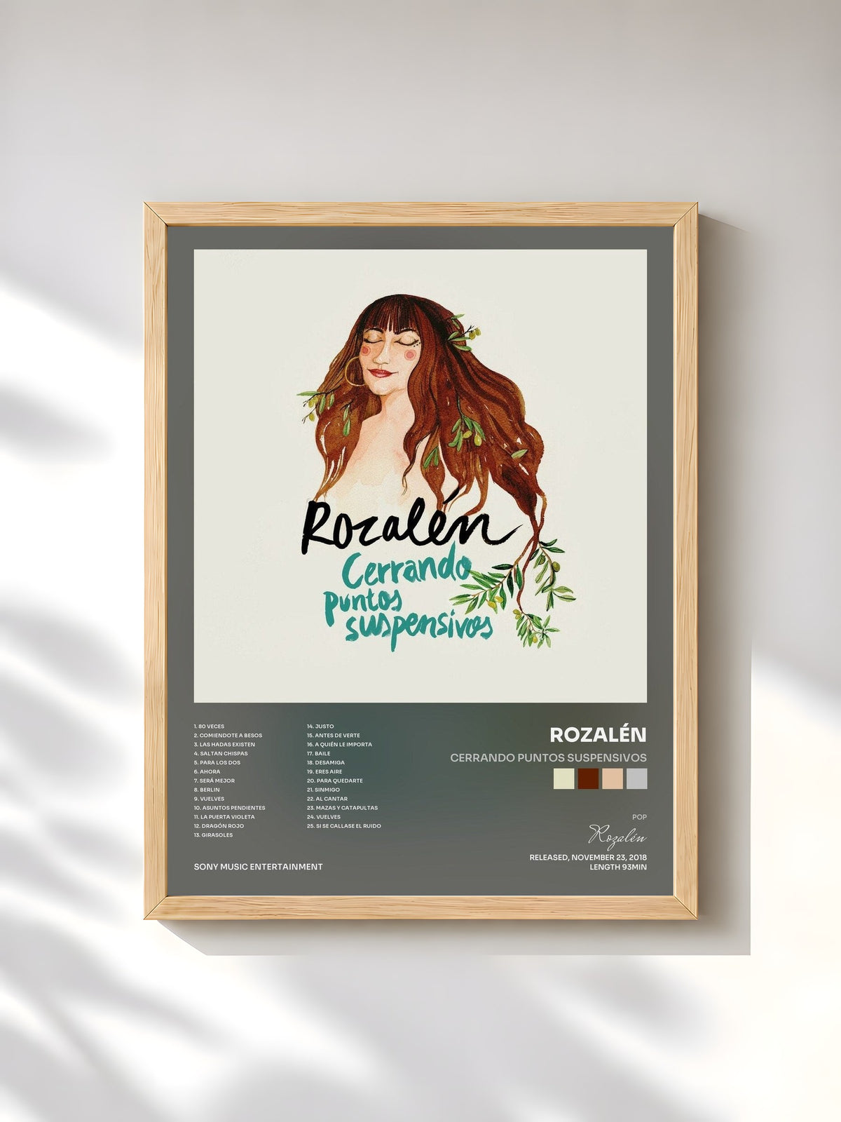 #bois Tableau de l'album Cerrando Puntos Suspensivos de Rozalén, cadre en bois brut, imprimé et encadré en France
