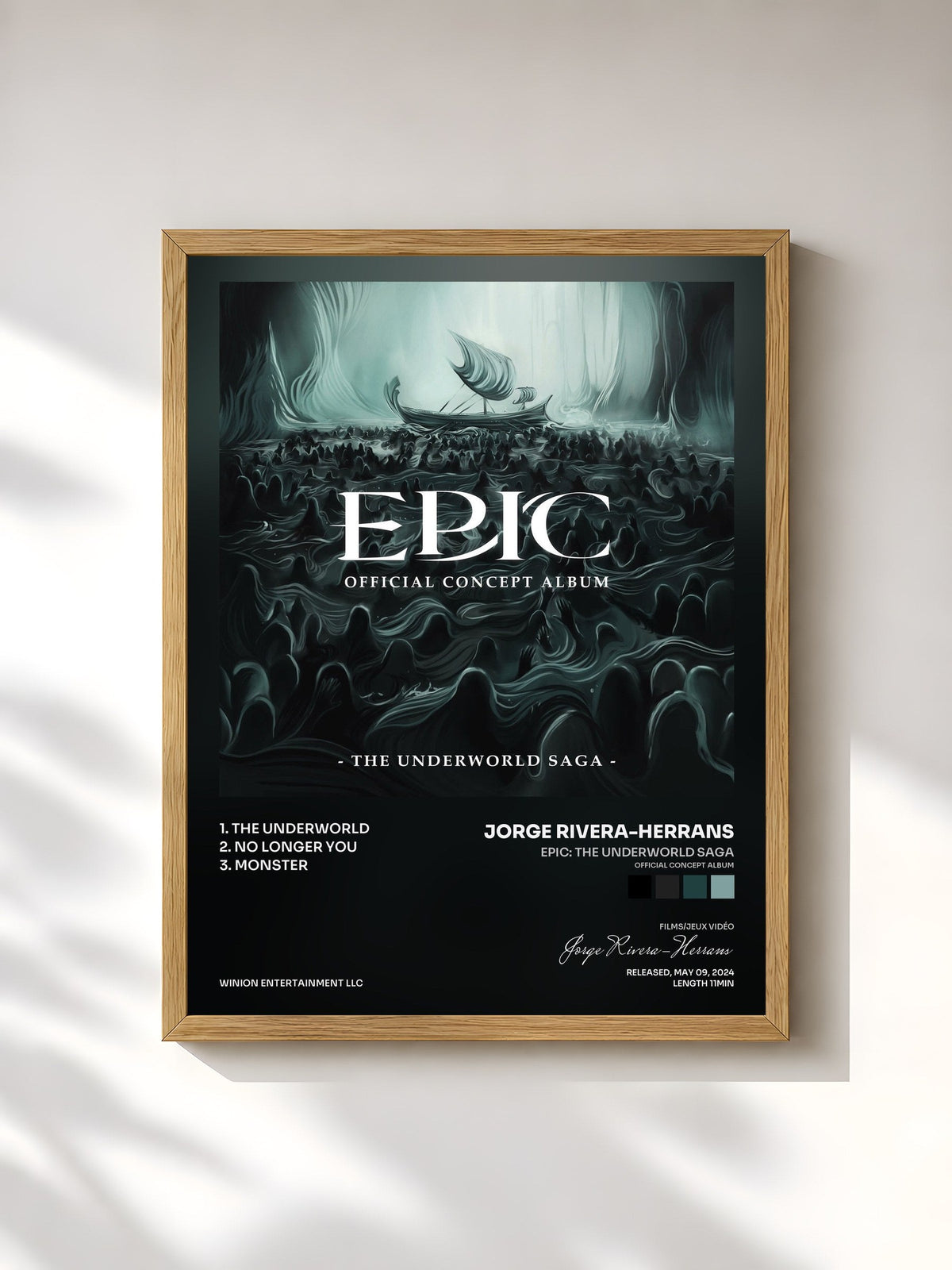 #bois Tableau de l'album EPIC: The Underworld Saga (Official Concept Album) de Jorge Rivera-Herrans, cadre en bois brut, imprimé et encadré en France
