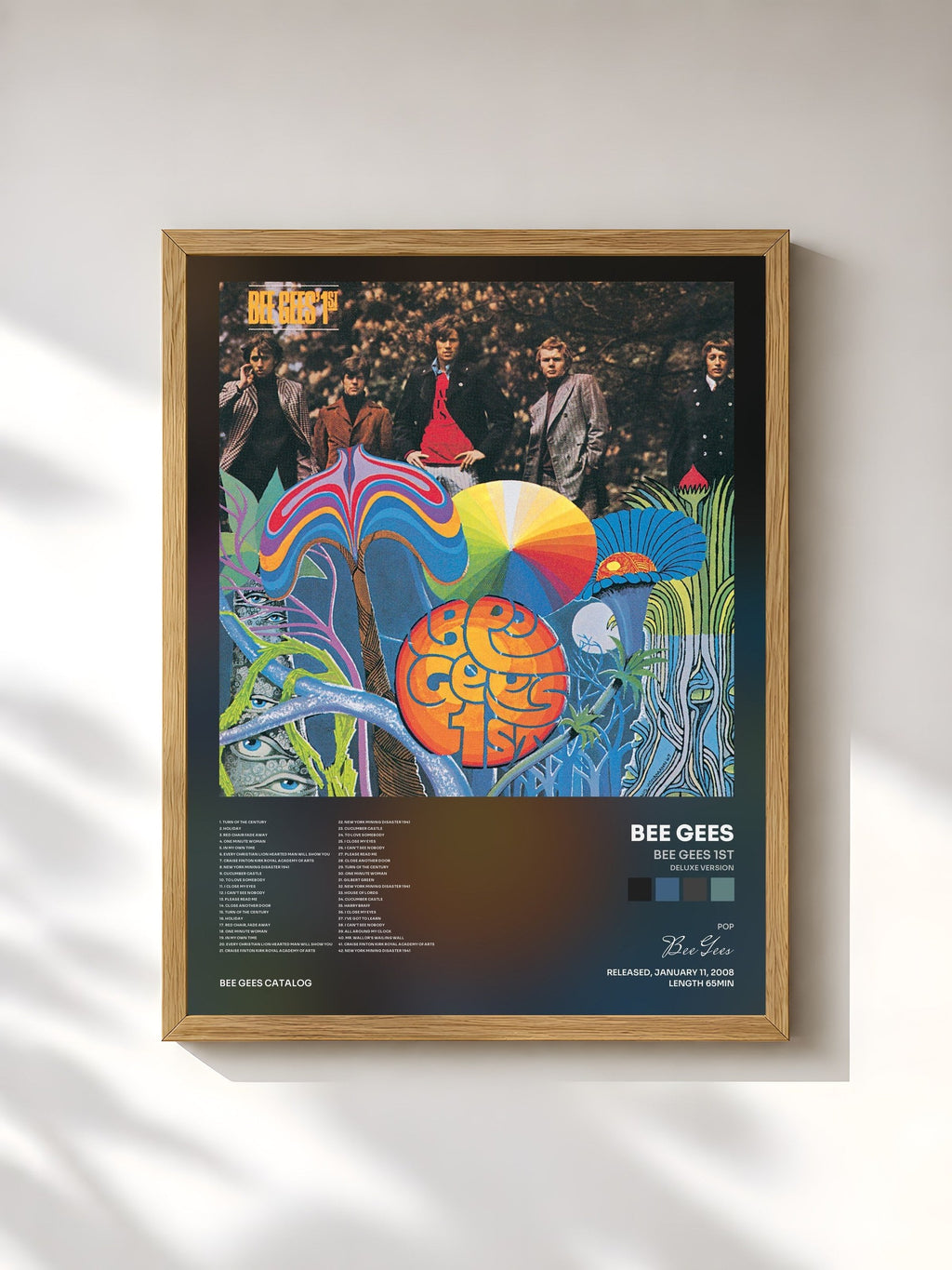 #bois Tableau de l'album Bee Gees 1st (Deluxe Version) de Bee Gees, cadre en bois brut, imprimé et encadré en France