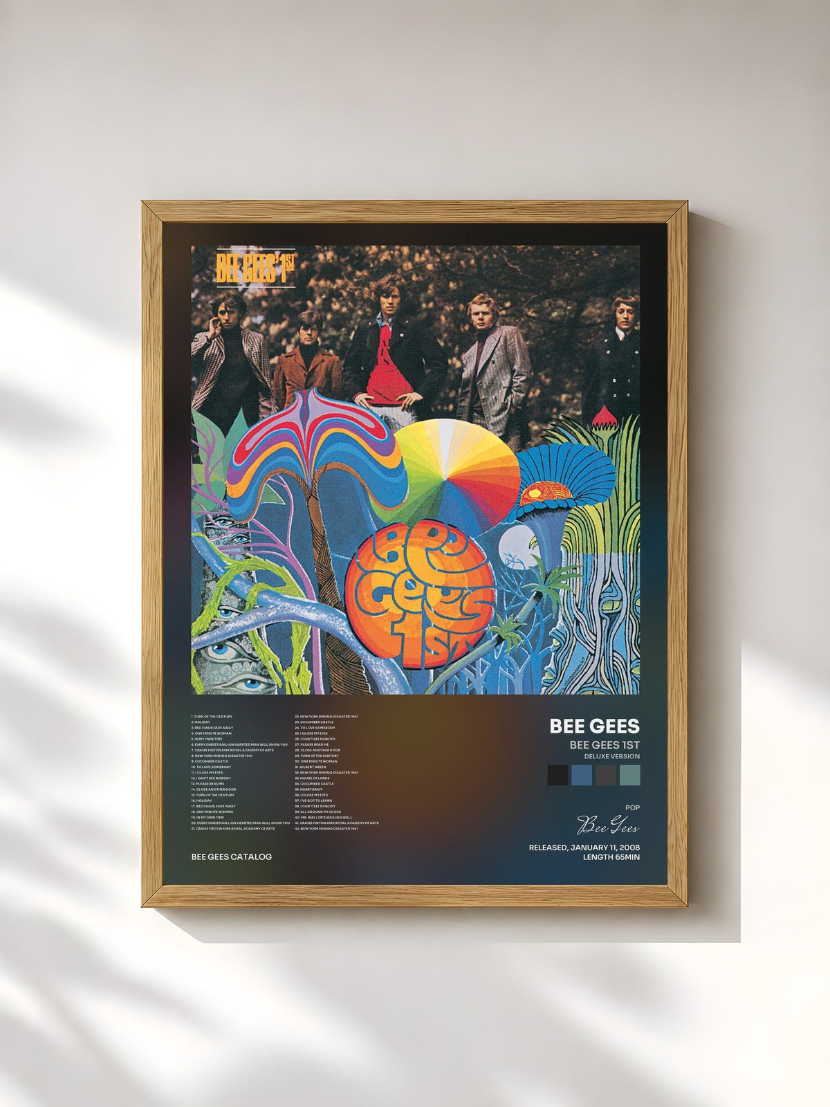 #bois Tableau de l'album Bee Gees 1st (Deluxe Version) de Bee Gees, cadre en bois brut, imprimé et encadré en France