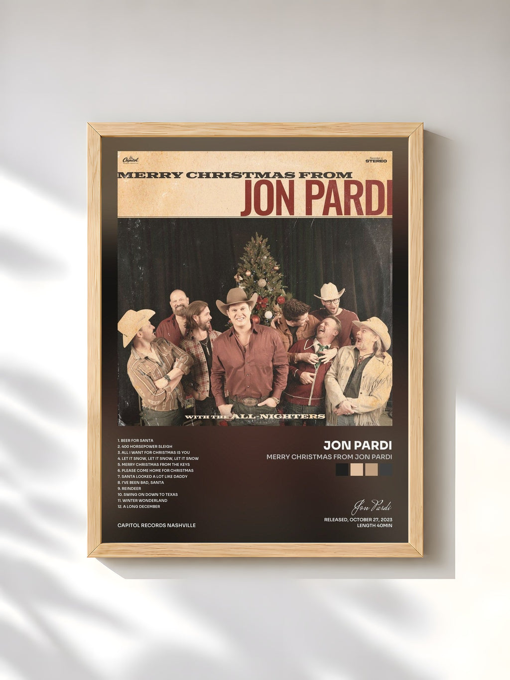 #bois Tableau de l'album Merry Christmas From Jon Pardi de Jon Pardi, cadre en bois brut, imprimé et encadré en France