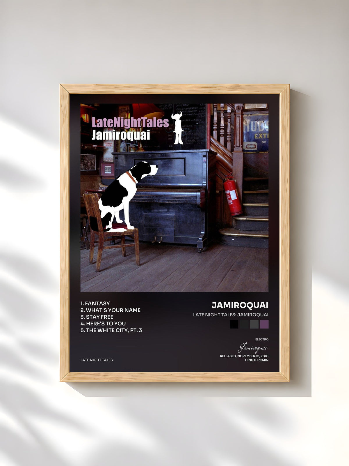 #bois Tableau de l'album Late Night Tales: Jamiroquai de Jamiroquai, cadre en bois brut, imprimé et encadré en France
