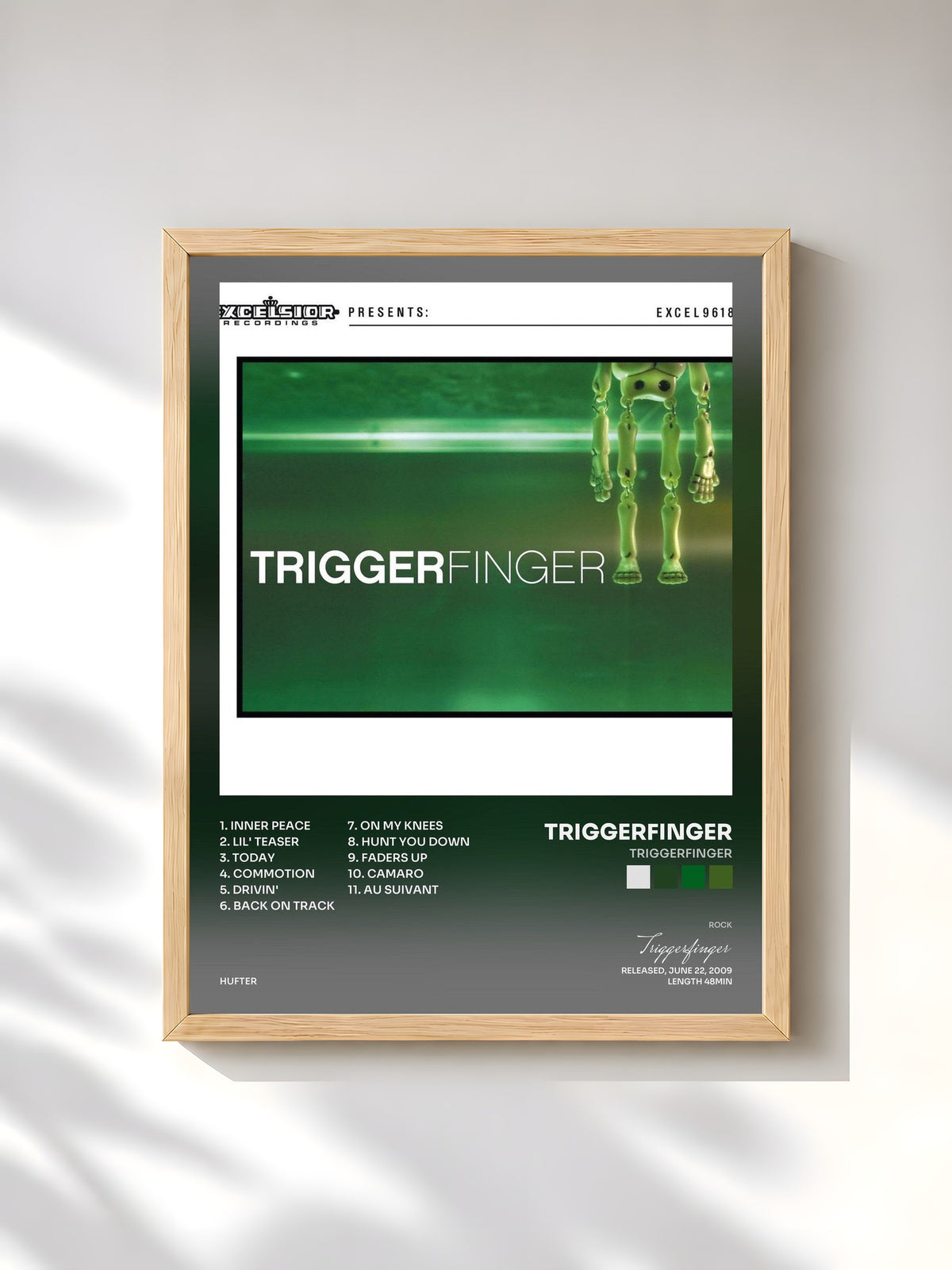 #bois Tableau de l'album Triggerfinger de Triggerfinger, cadre en bois brut, imprimé et encadré en France