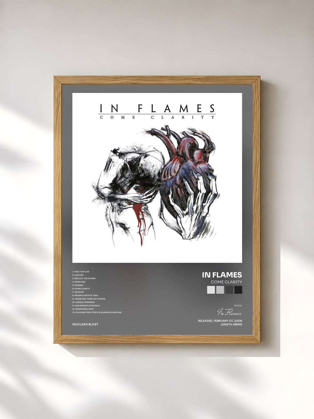 #bois Tableau de l'album Come Clarity de In Flames, cadre en bois brut, imprimé et encadré en France