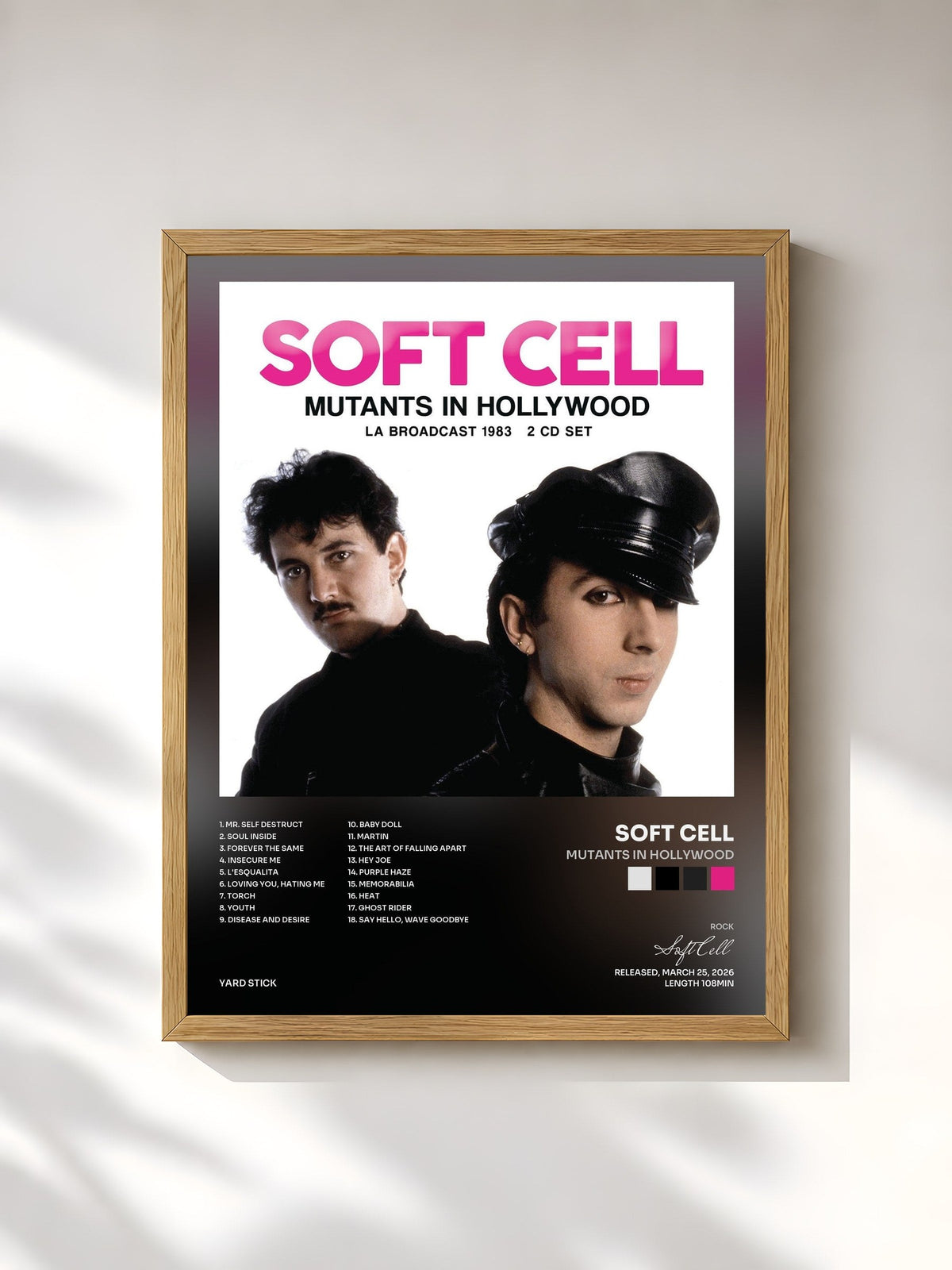 #bois Tableau de l'album Mutants In Hollywood de Soft Cell, cadre en bois brut, imprimé et encadré en France