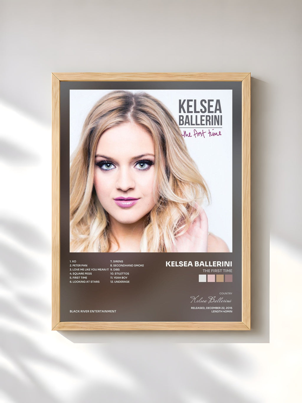 #bois Tableau de l'album The First Time de Kelsea Ballerini, cadre en bois brut, imprimé et encadré en France