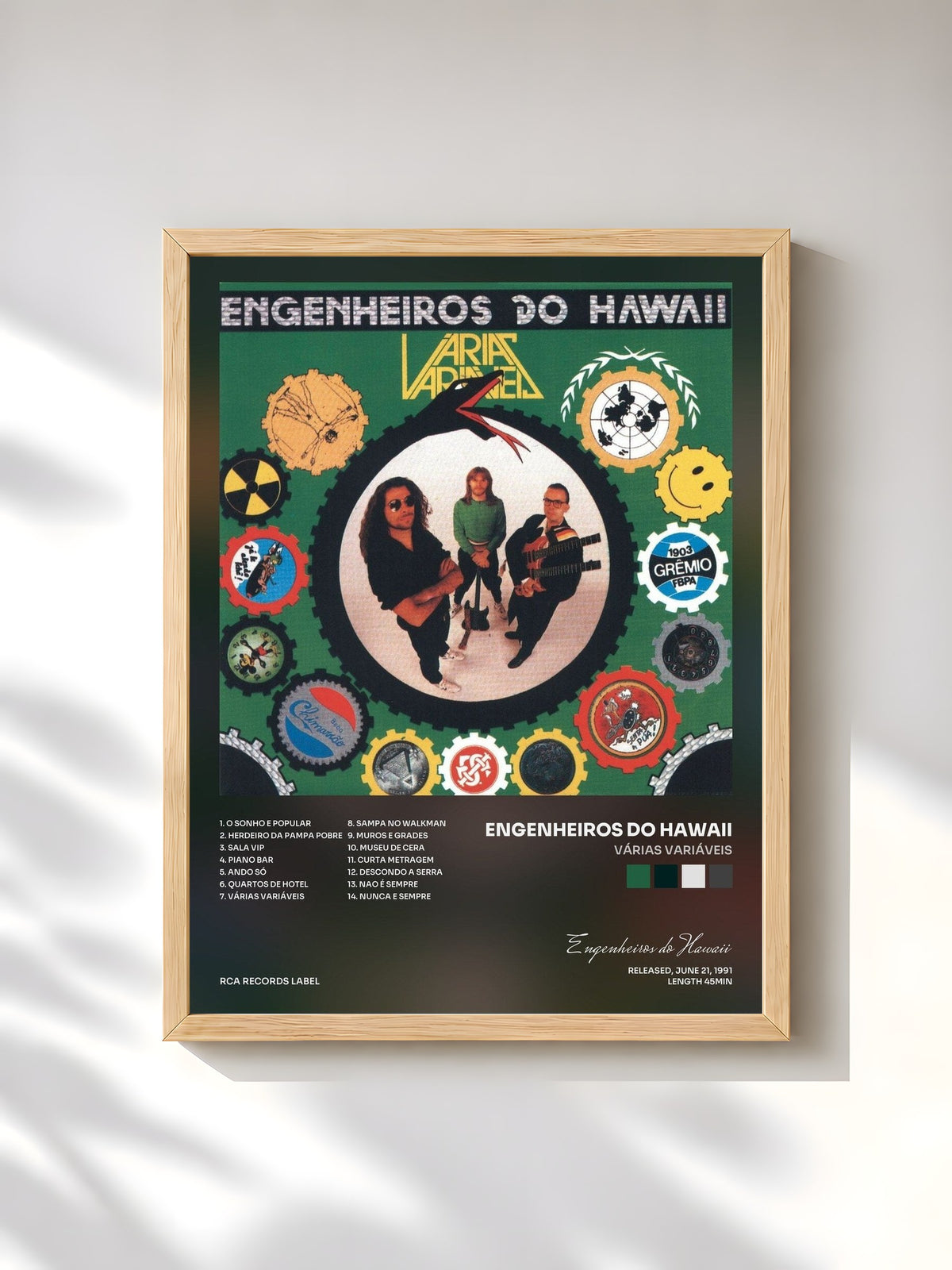 #bois Tableau de l'album Várias Variáveis de Engenheiros do Hawaii, cadre en bois brut, imprimé et encadré en France