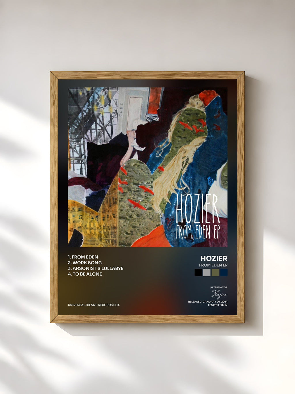 #bois Tableau de l'album From Eden EP de Hozier, cadre en bois brut, imprimé et encadré en France