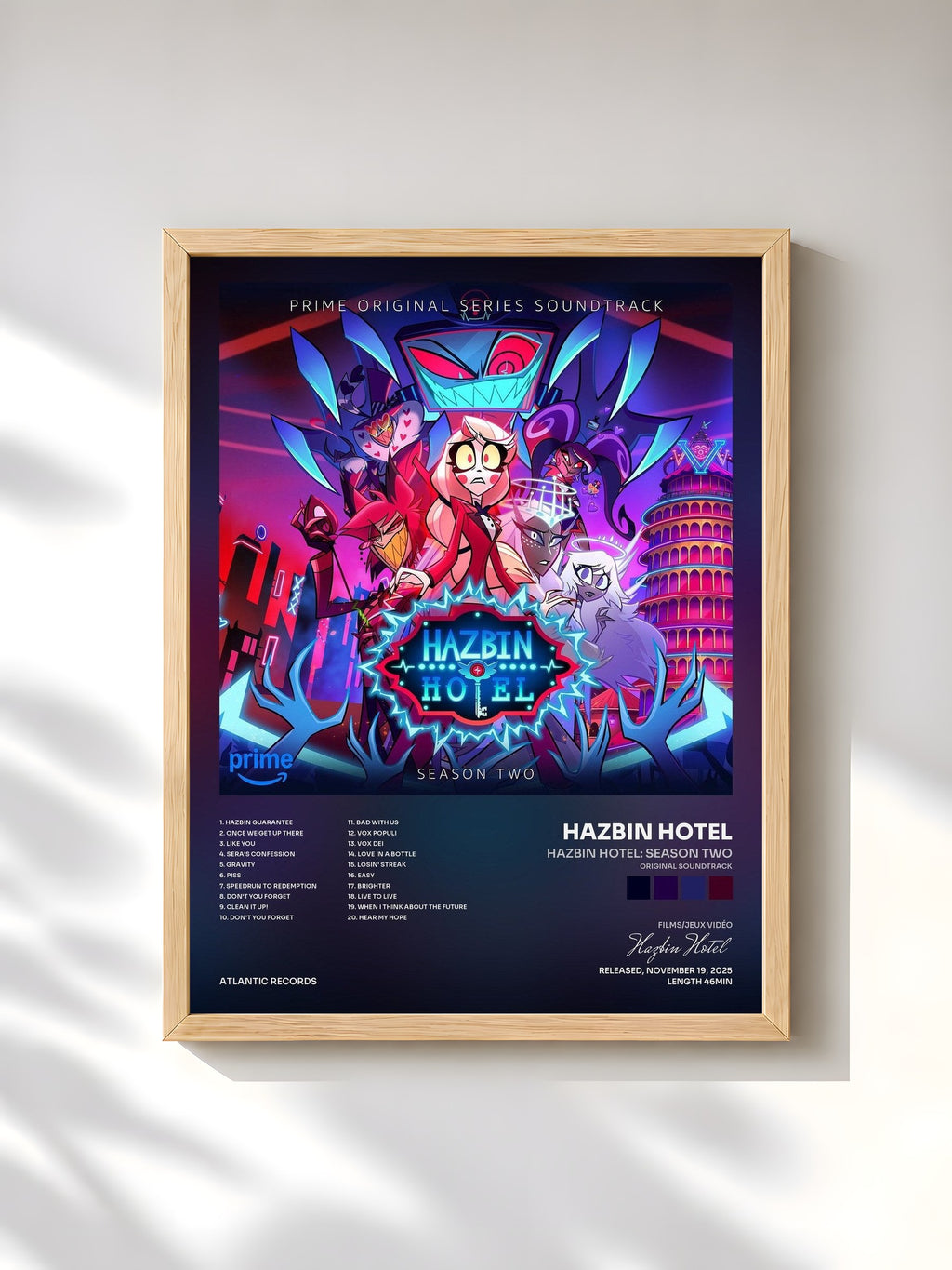 #bois Tableau de l'album Hazbin Hotel: Season Two (Original Soundtrack) de Hazbin Hotel, cadre en bois brut, imprimé et encadré en France
