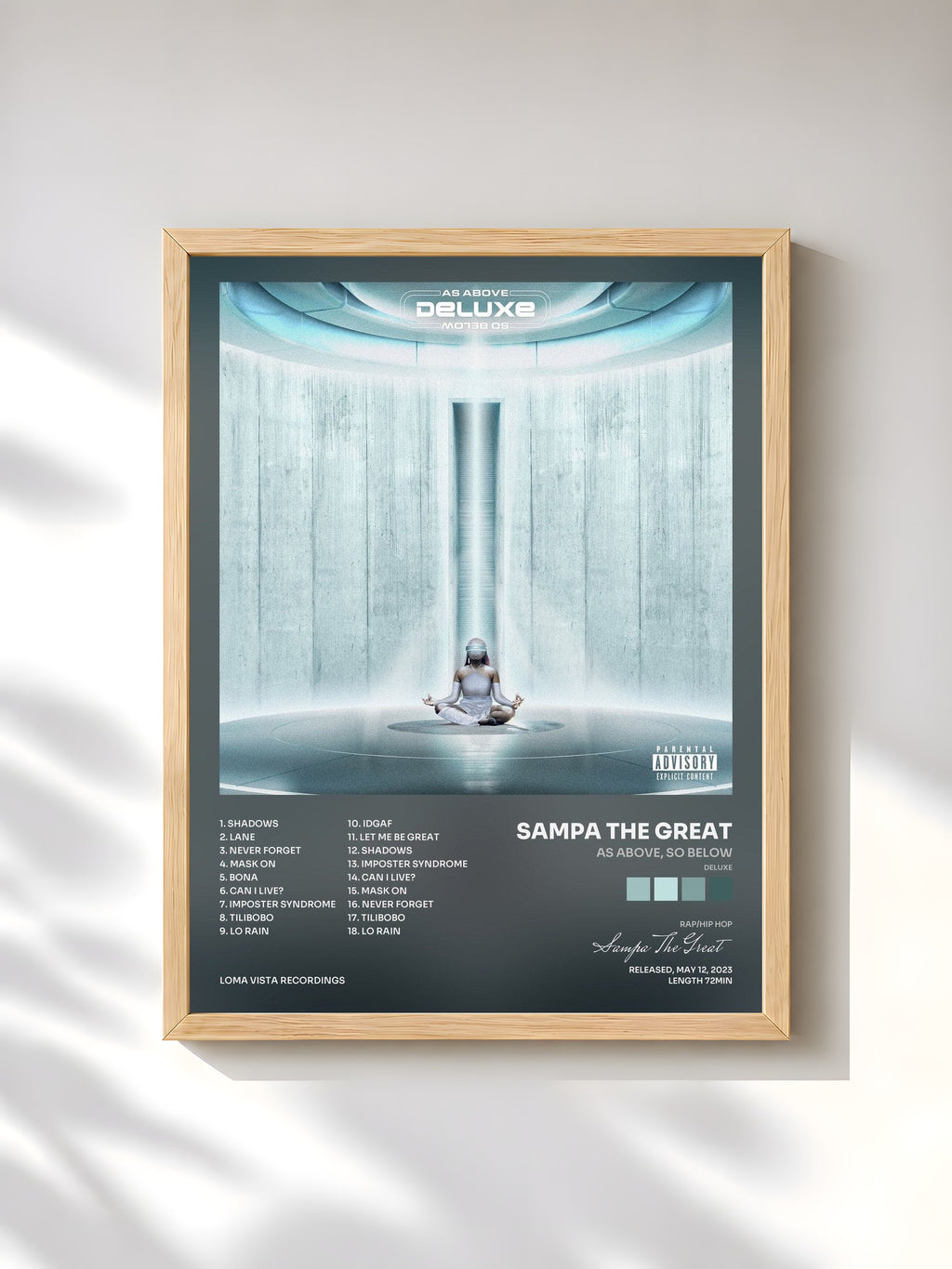 #bois Tableau de l'album As Above, So Below (Deluxe) de Sampa The Great, cadre en bois brut, imprimé et encadré en France