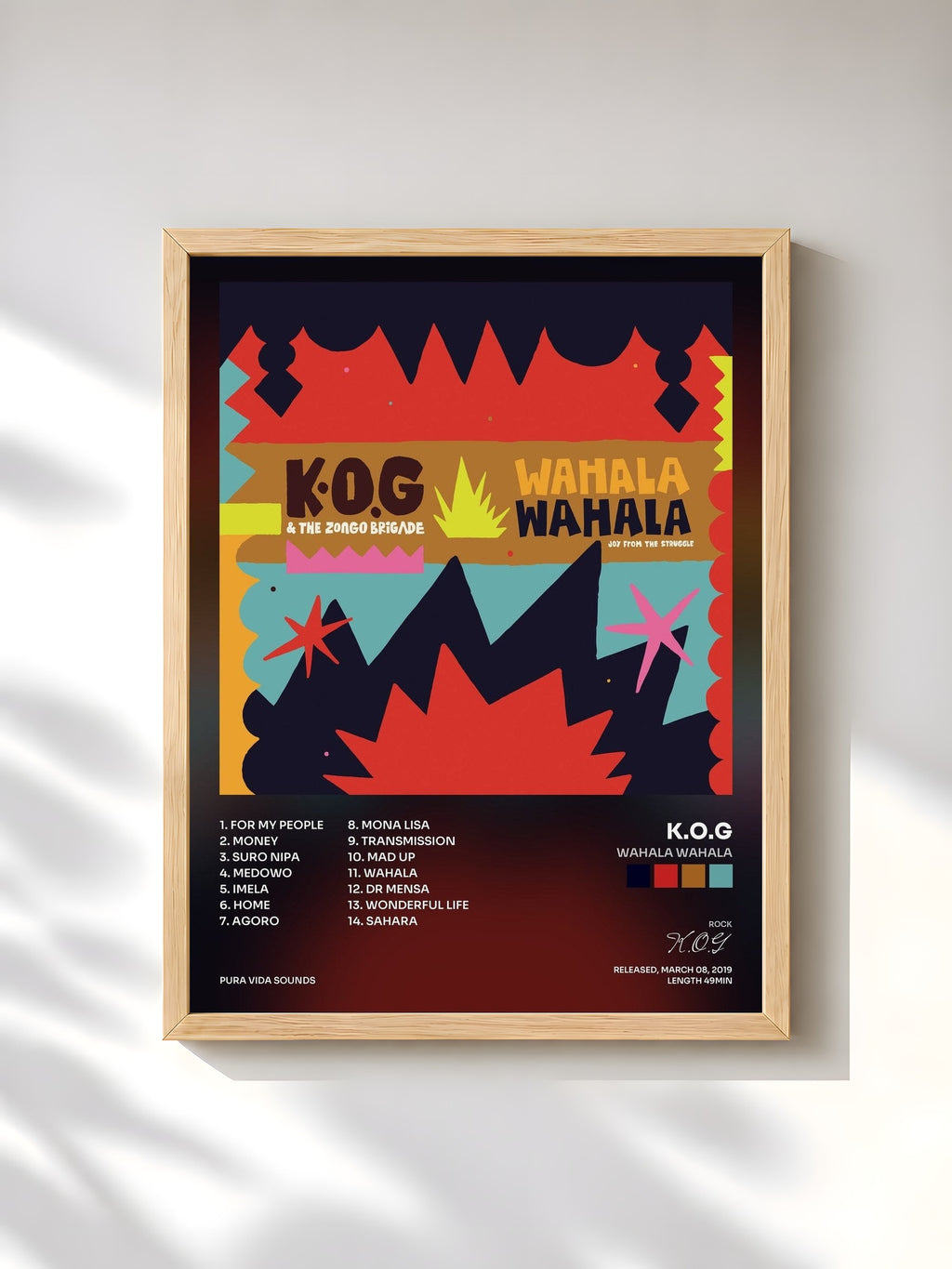 #bois Tableau de l'album Wahala Wahala de K.O.G, cadre en bois brut, imprimé et encadré en France