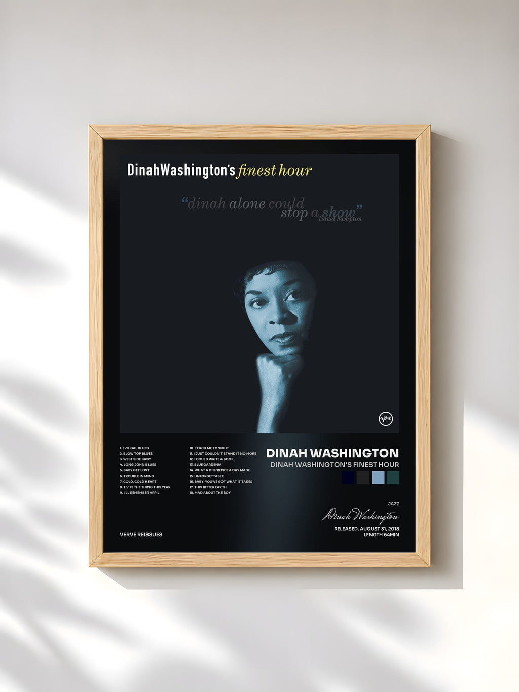 #bois Tableau de l'album Dinah Washington's Finest Hour de Dinah Washington, cadre en bois brut, imprimé et encadré en France