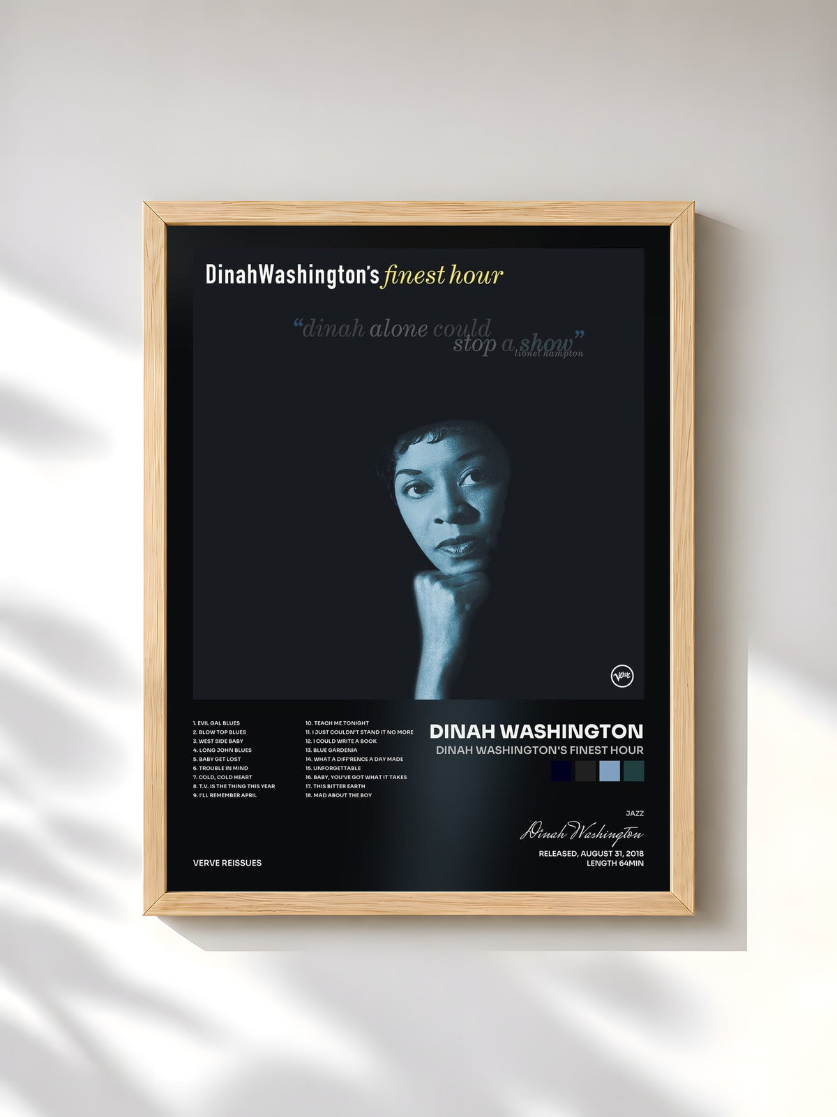 #bois Tableau de l'album Dinah Washington's Finest Hour de Dinah Washington, cadre en bois brut, imprimé et encadré en France